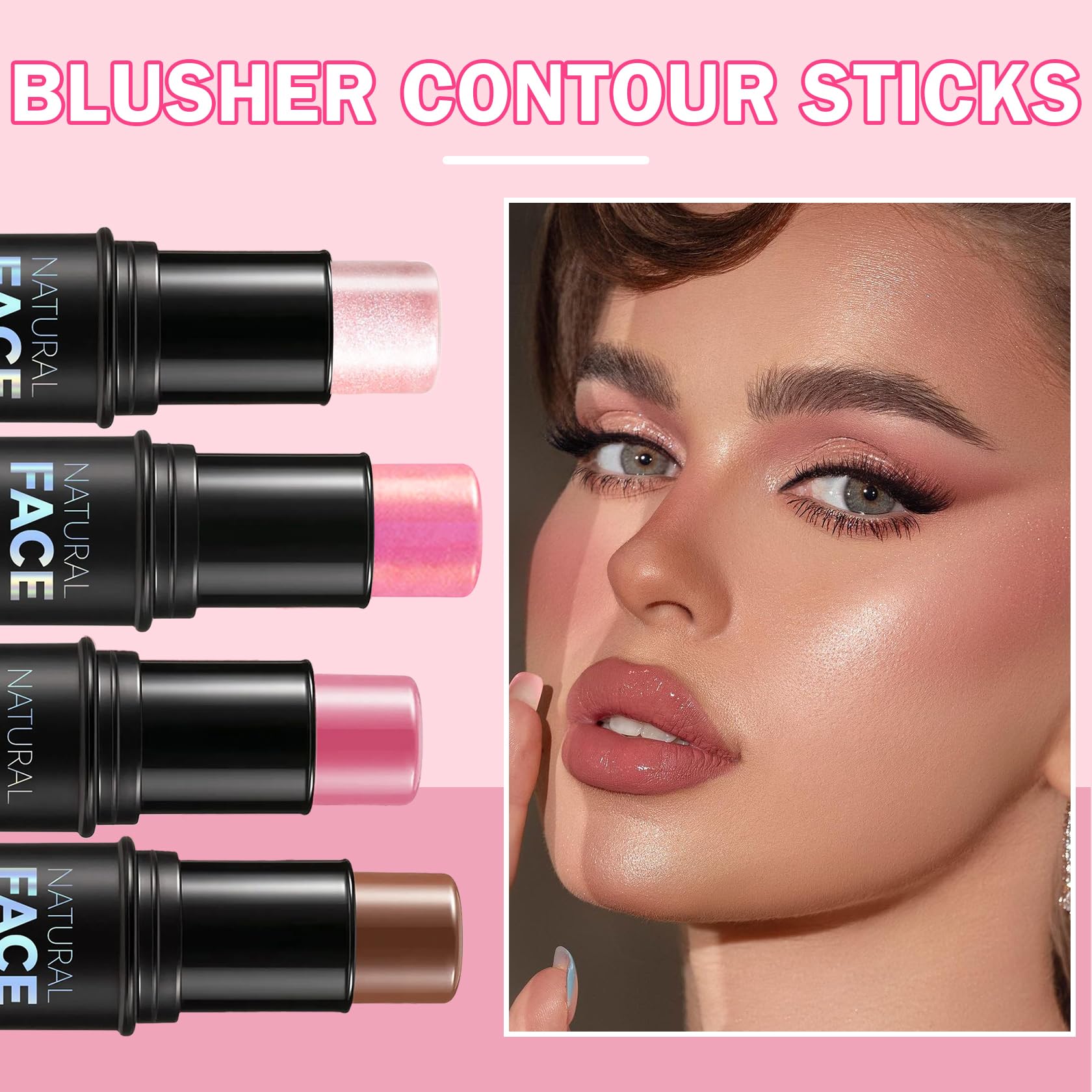 DAMUSI 6PCS Cream Contour Stick Makeup Kit - Cream Bronzer, Blush & Highlighter Sticks for Flawless Face Contouring | Long Lasting & Smooth Formula | Perfect for Everyday Makeup, Professional Looks & Photo Shoots