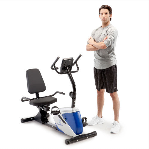 Marcy ME 1019R Magnetic Recumbent Exercise Bike for Home Gym - Low Impact Cardio Workout for Seniors & Physical Therapy - Compact Indoor Cycling Equipment for Small Spaces