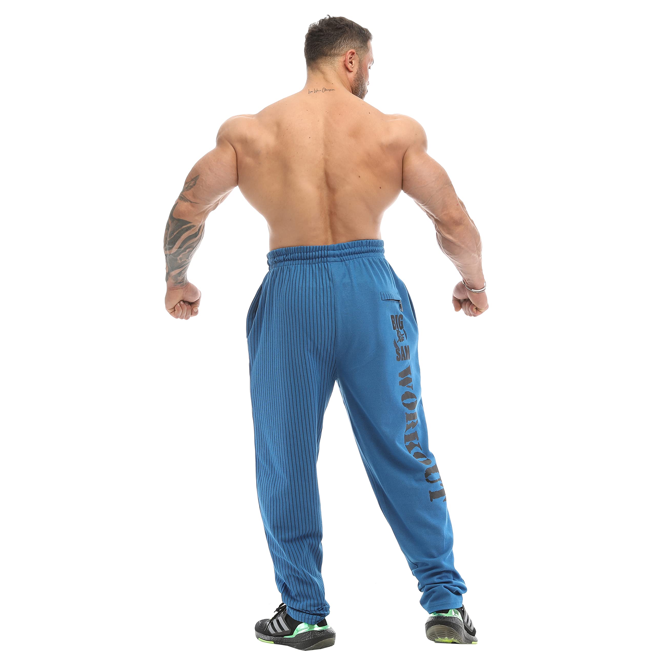 BIG SAM SPORTSWEAR Men's Jogger Sweatpants with Pockets - Comfortable Baggy Workout Pants for Bodybuilding & Gym Training - Perfect for Casual Wear, Running & Fitness Activities