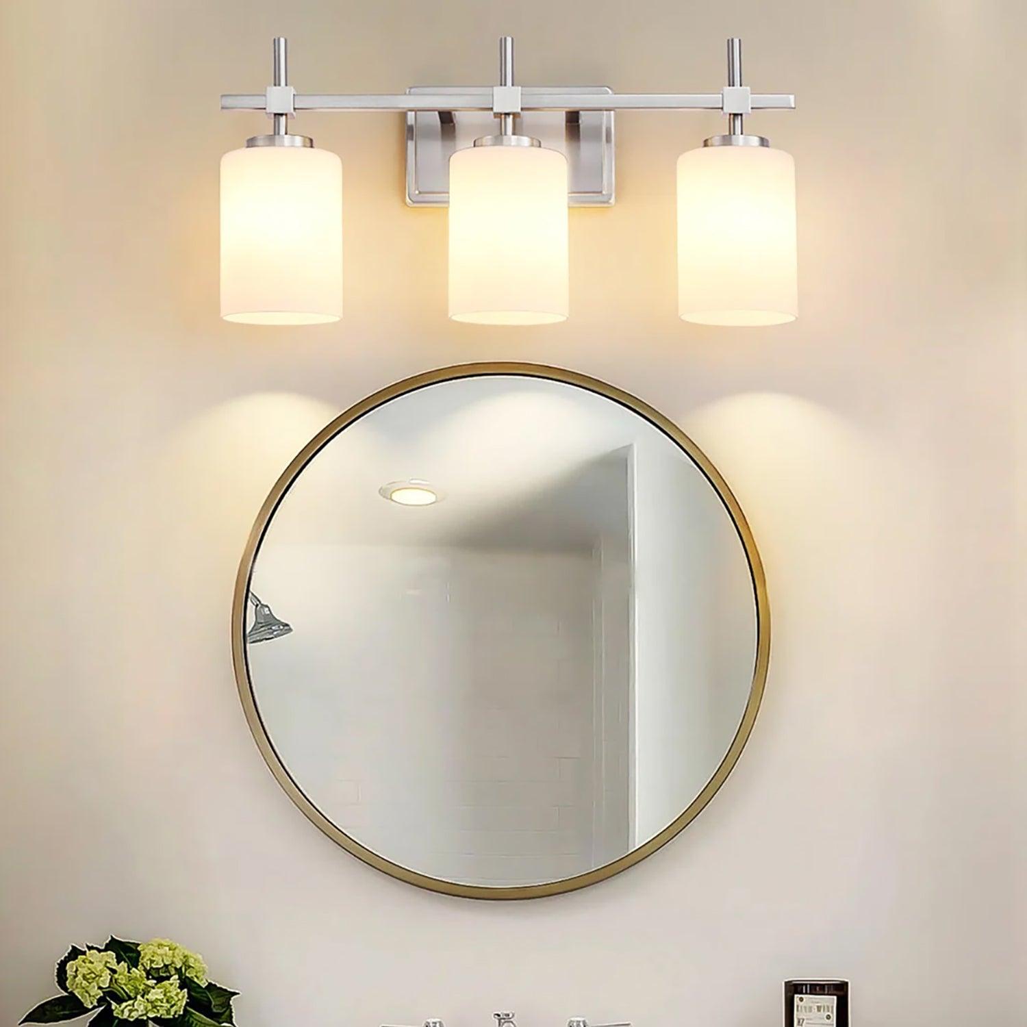 Jasper Gold Modern Frosted Glass 3-Light Bathroom Vanity Light Fixture - Perfect for Bathroom, Powder Room, and Dressing Area Lighting