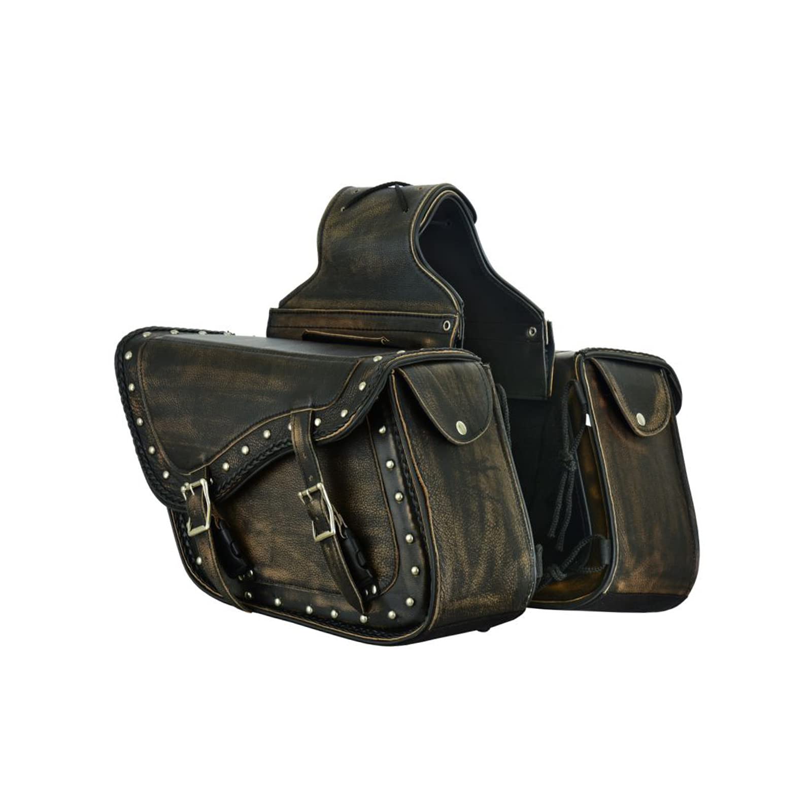 Genuine Leather Motorcycle Saddle Bags for Harley Softail, Sportster & Dyna - Waterproof Motorcycle Luggage for Touring, Cruiser & Road Trips