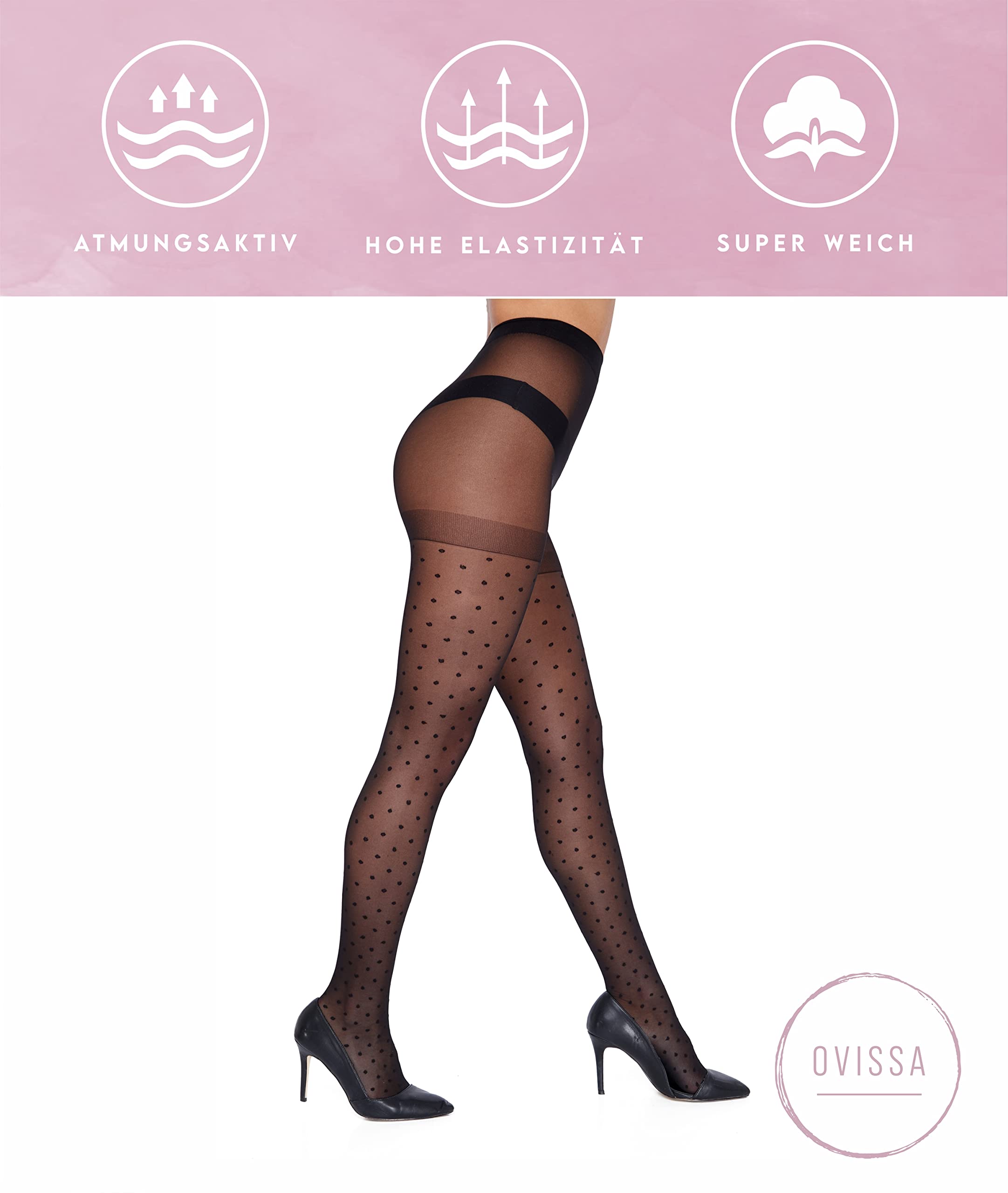 OVISSA Polka Dot Tights 20 Denier High Waist for Women - Sexy Outfit & Hosiery