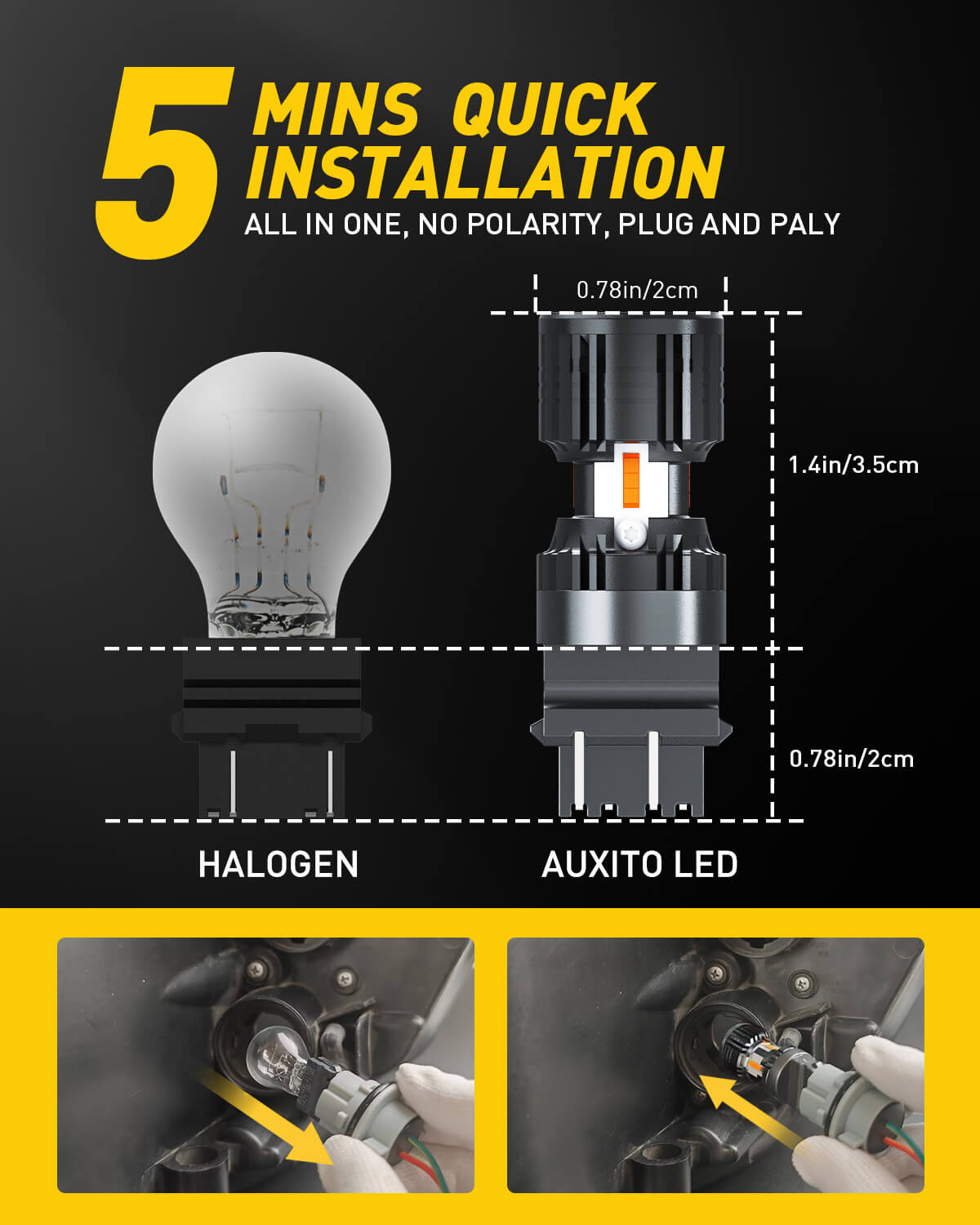 Newly Upgraded 3157 3156 LED Bulb Amber Turn Signal Light - CANBUS Error Free, Anti Hyper Flash, Built-in Load Resistor - Perfect for Car, Truck, SUV & Motorcycle Turn Signals