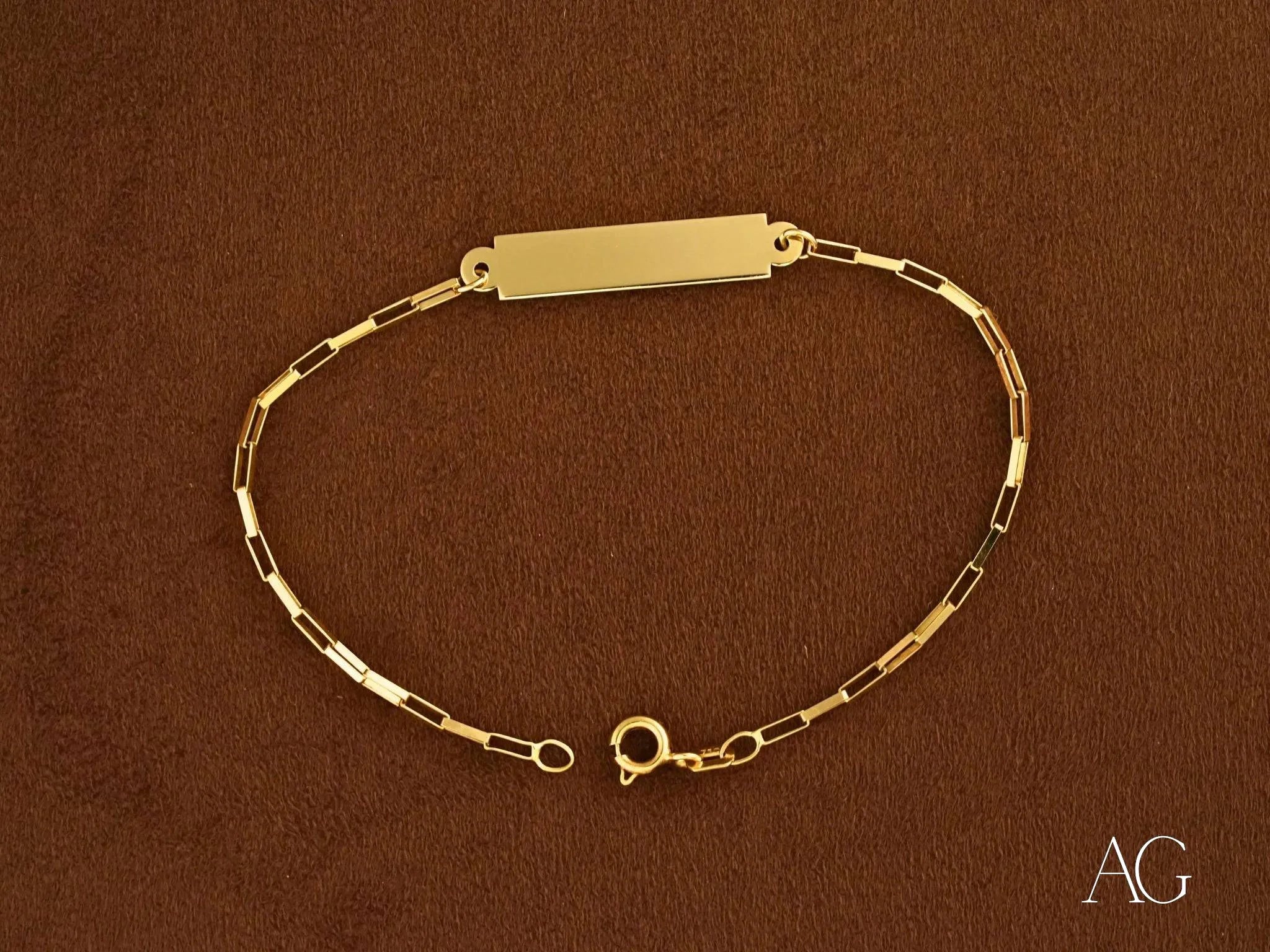 Elegant Solid 18K Gold Kids Bracelet with Custom ID Engraving - Perfect Gift for Birthdays, Christenings & Special Occasions