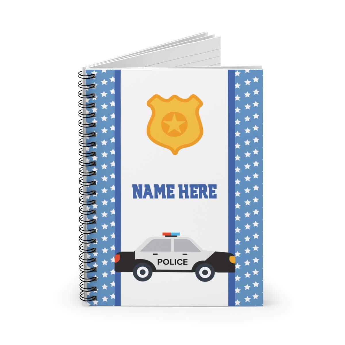 Custom Police Car Spiral Notebook - Personalized Auto Design Notebook for Kids, Teens, Girls & Women | Perfect Gift for Police Enthusiasts & Car Lovers | School, Office & Travel Use