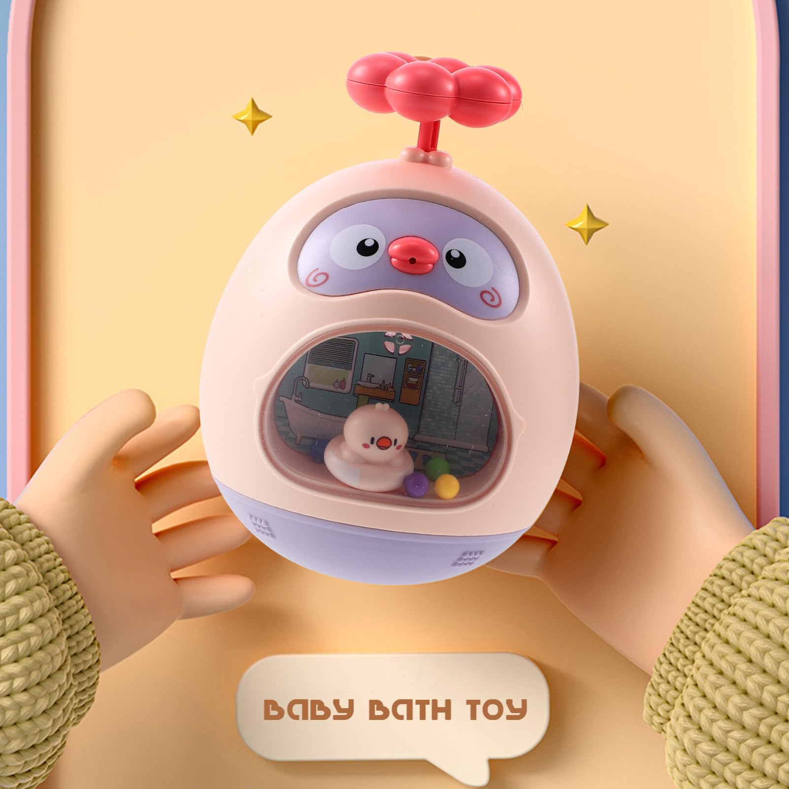 FAVOMOTO 3-Piece Baby Bath Toys Set - Cute Animal Floating Water Toys for Toddlers & Infants - BPA-Free ABS Plastic Shower & Pool Fun (Pink) - Perfect for Bathtime, Sensory Play & Early Learning