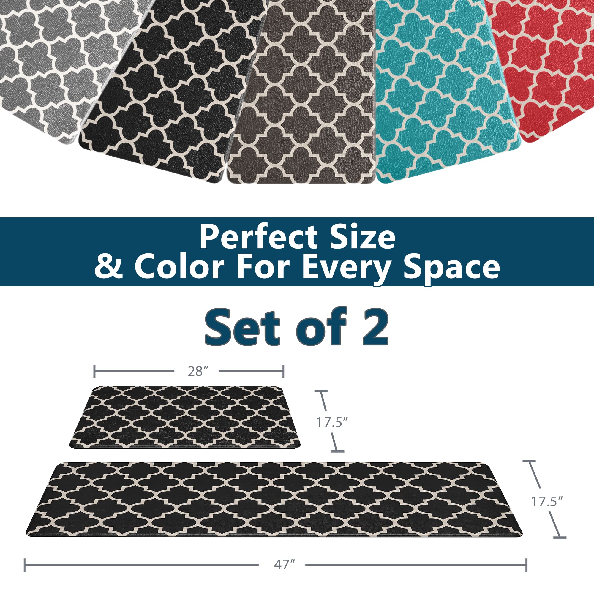 ComfiLife Anti-Fatigue Kitchen Floor Mats (2-Pack) - Thick Cushioned, Waterproof & Non-Slip Standing Mat for Home, Office, Sink & Laundry - Easy to Clean Comfort Rug for Long Standing Hours (Black) - Perfect for Cooking, Dishwashing & Workstation Comfort