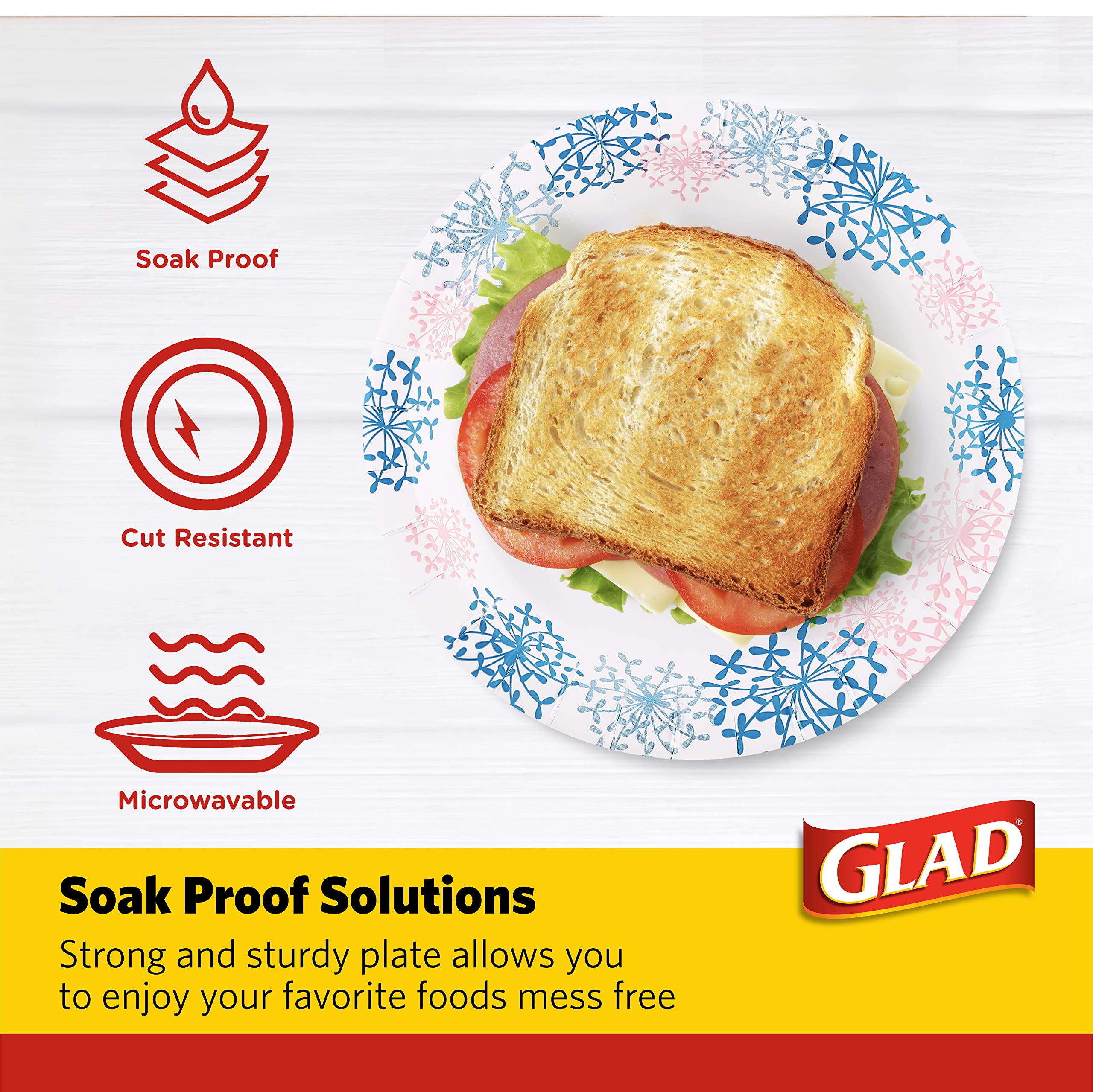 Glad Round Heavy Duty Disposable Paper Plates - 8.5 Inch Soak Proof & Cut Proof Plates for Parties, Picnics & BBQs | Microwave Safe Bulk Pack (250 Count x 2, Pink Hydrangea) | Perfect for Birthday Celebrations, Family Gatherings & Outdoor Events