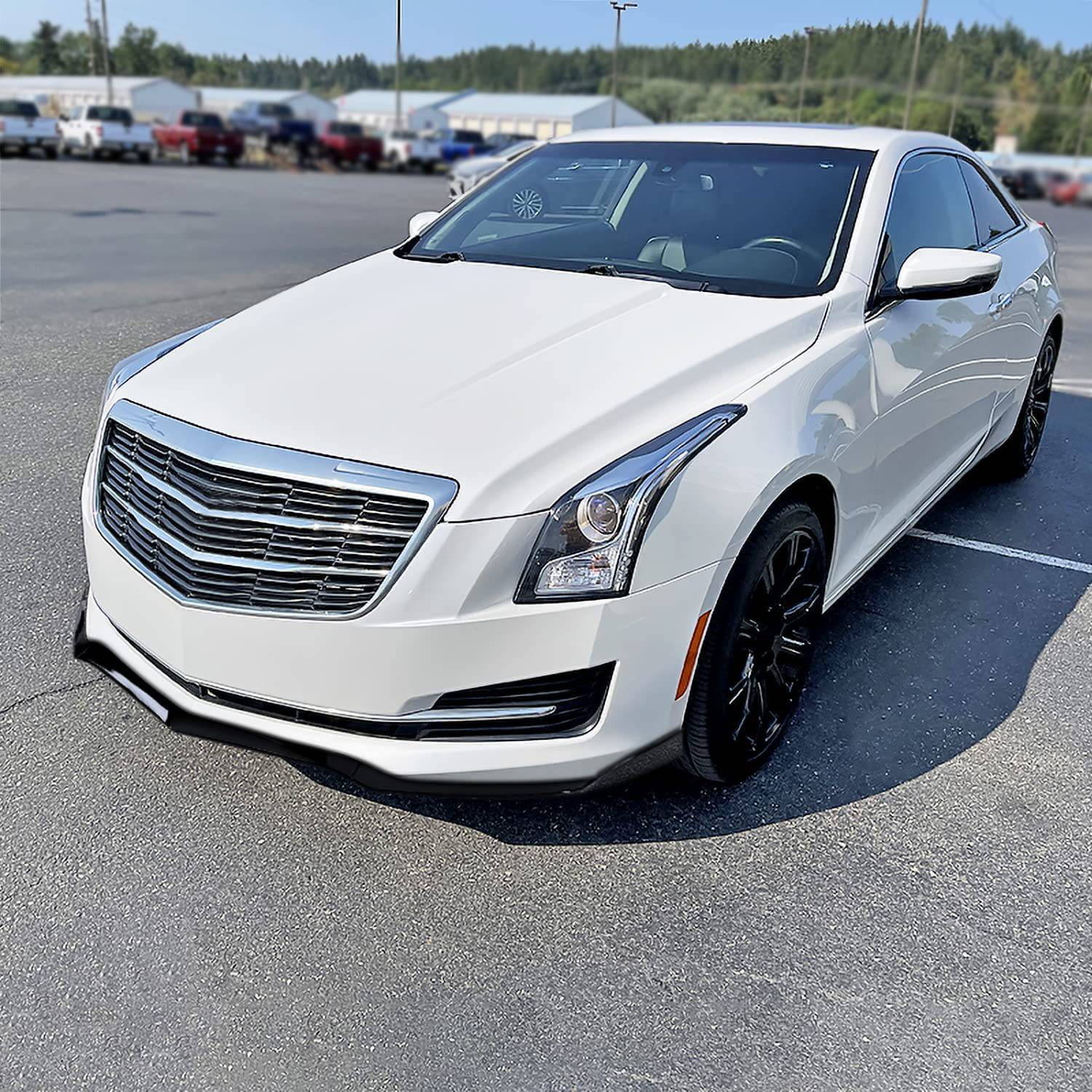 2015-2018 Cadillac ATS Glossy Black Front Lip Spoiler - 3 Piece Splitter Kit for Enhanced Aerodynamics & Sporty Look - Perfect for Car Enthusiasts & Street Racing