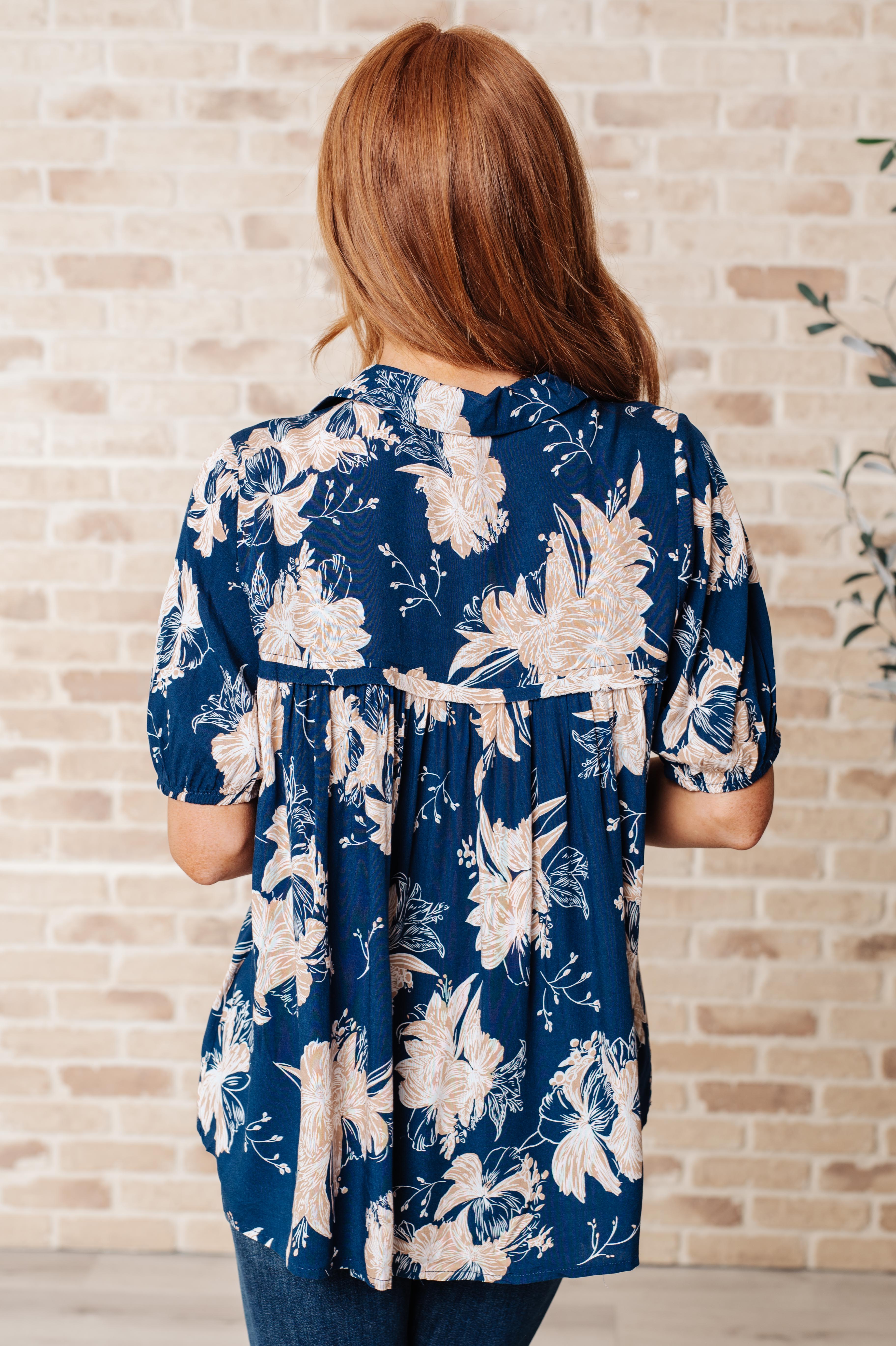 Just Coasting Floral Blouse - Women's Elegant Floral Print Top for Casual Wear, Office & Date Night Outfits | Perfect for Spring & Summer Fashion