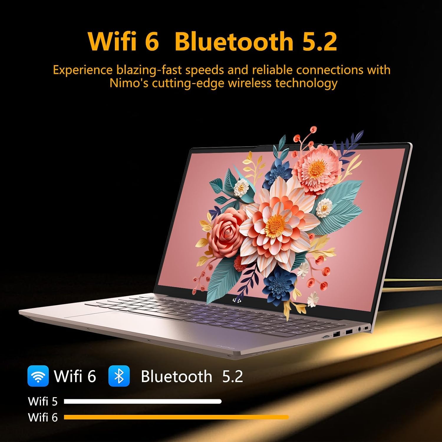 NIMO 15.6 Inch FHD Laptop - 16GB RAM, 1TB SSD, Intel Pentium Quad-Core N100 Processor (Up to 3.4GHz) - Windows 11, Backlit Keyboard, Fingerprint Reader - 2 Year Warranty - Rose Gold | Perfect for Students, Remote Work & Home Office Use