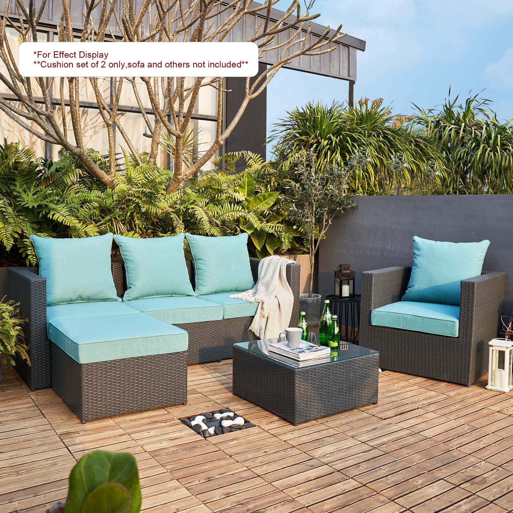 ARTPLAN All-Weather Indoor/Outdoor Chair Cushions Set - Deep Seat & Back Pillows for Patio Furniture - Perfect for Garden, Deck, Poolside & Porch Relaxation