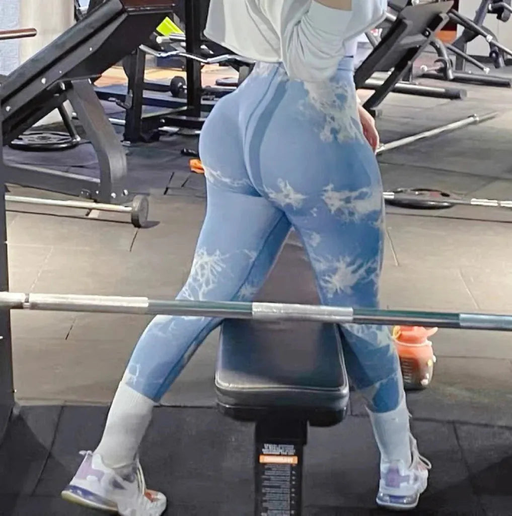 Women's Tie-Dye Gym Leggings - Seamless High Waist Yoga Pants for Workout & Training | Scrunch Butt Sports Fitness Tights | Perfect for Yoga, Running, Gym & Everyday Wear