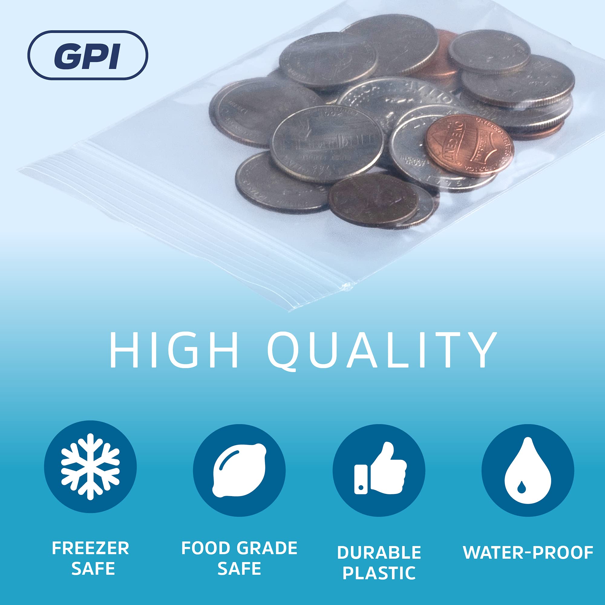GPI - 16,000 Count 3x4 Inch 2 Mil Clear Reclosable Plastic Bags with Resealable Zipper Lock for Food Storage, Crafts & Organization | Perfect for Snacks, Candy, Nuts, Cookies, Sewing Supplies, Beads & Seeds | Ideal for Home, Office & Retail Use