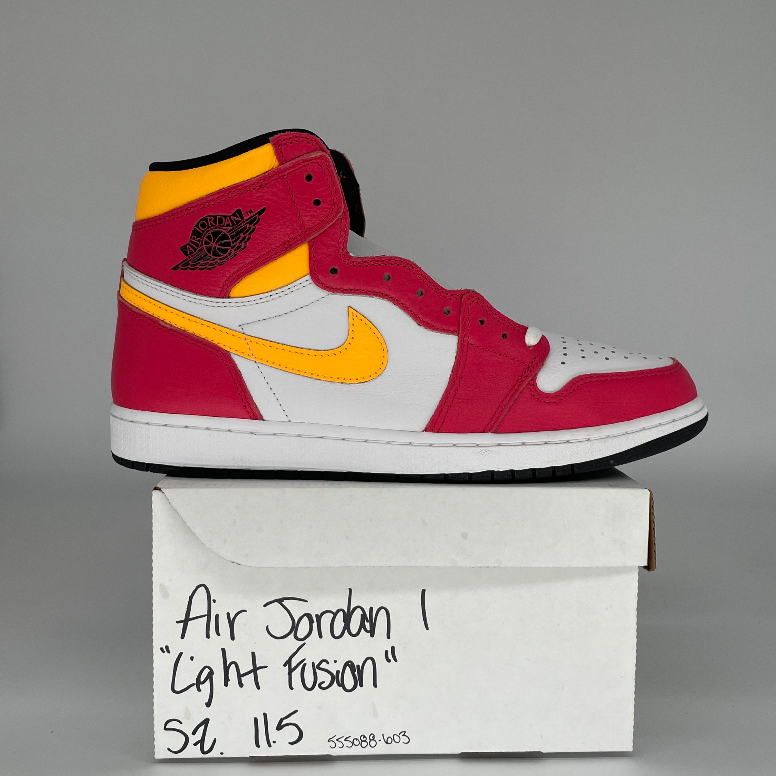 AIR JORDAN 1 Retro High OG Light Fusion Red Men's Basketball Shoes Size 11.5 - Style 555088-603 | Sneakers for Streetwear, Sports & Casual Outfits