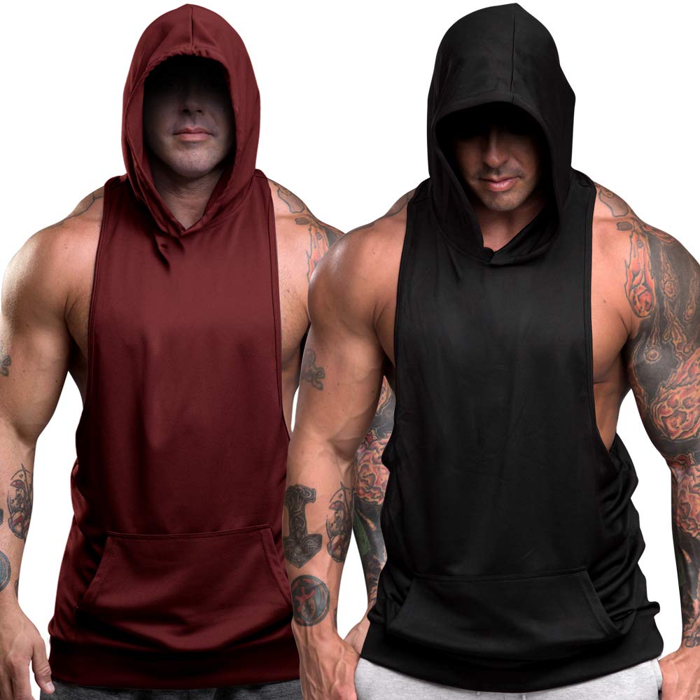 Nine Bull Men's Workout Hooded Tank Top - Sleeveless Gym Hoodie for Bodybuilding & Muscle Training - Breathable Athletic Shirt for Gym, Running & Outdoor Workouts