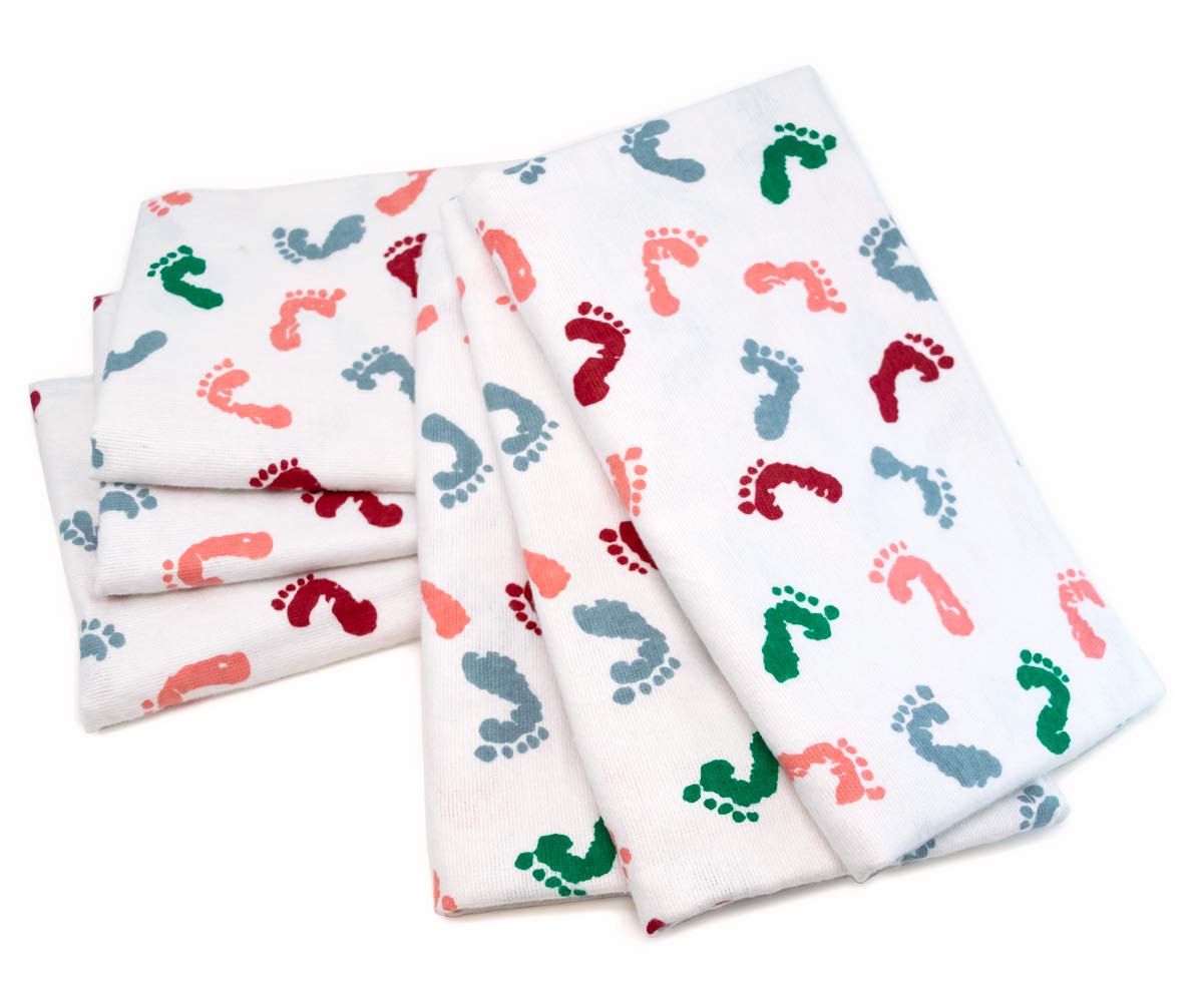 **6 Pack Premium Cotton Baby Swaddle Blankets for Newborns - Soft, Breathable & Durable Hospital-Grade Receiving Blankets for Boys & Girls - Perfect for Swaddling, Nursing & Sleep (Baby Feet, 6 Pack)**