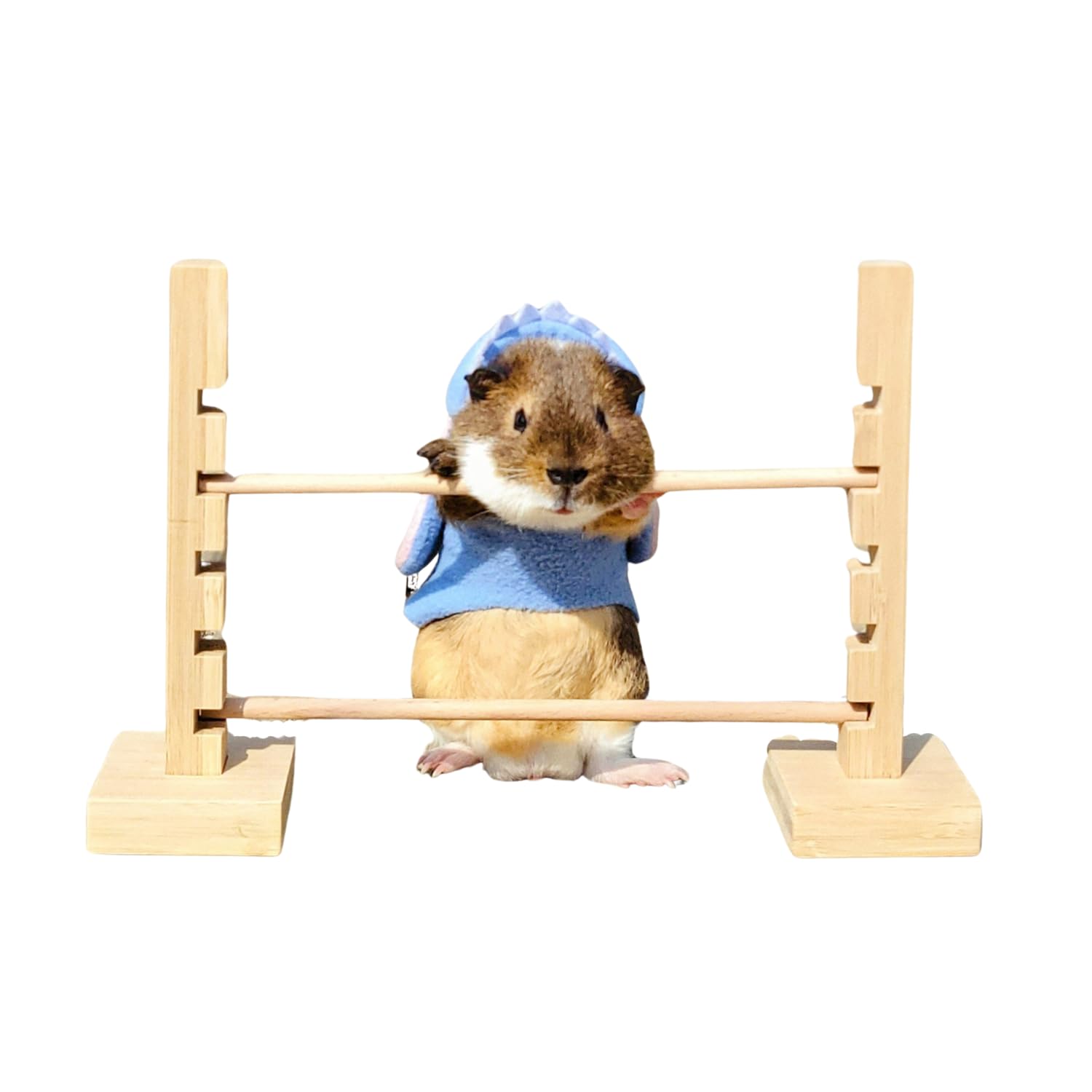Natural Wood Guinea Pig Jump Bar Set - Adjustable Height Small Animal Training Hurdles for Rabbits, Chinchillas & Dwarf Pets - Fun Obstacle Course Toy for Exercise & Playtime Activities