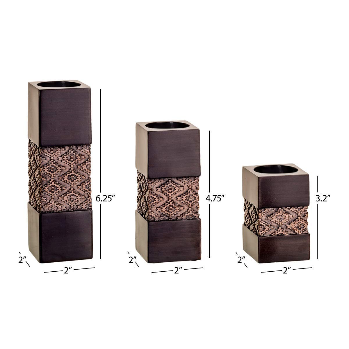 Dublin Brown Set of 3 Tealight Candle Holders - Elegant Table Decor Gift Set for Living Room, Dining Table, Coffee Table, Fireplace, Entrance & Bathroom | Perfect for Romantic Dinners, Holiday Centerpieces & Relaxing Bath Time