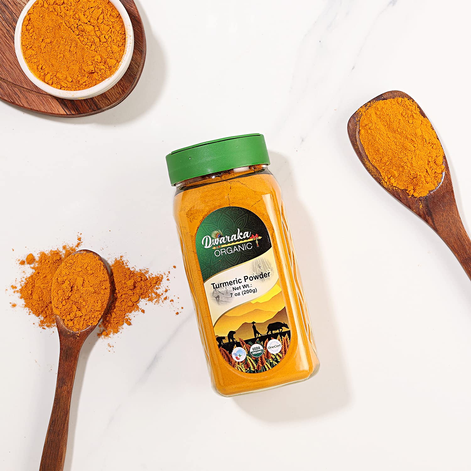 Organic Turmeric Powder 7oz - USDA Certified, Non-GMO, All Natural, Pure & Healthy - Perfect for Golden Milk, Cooking & Skin Care