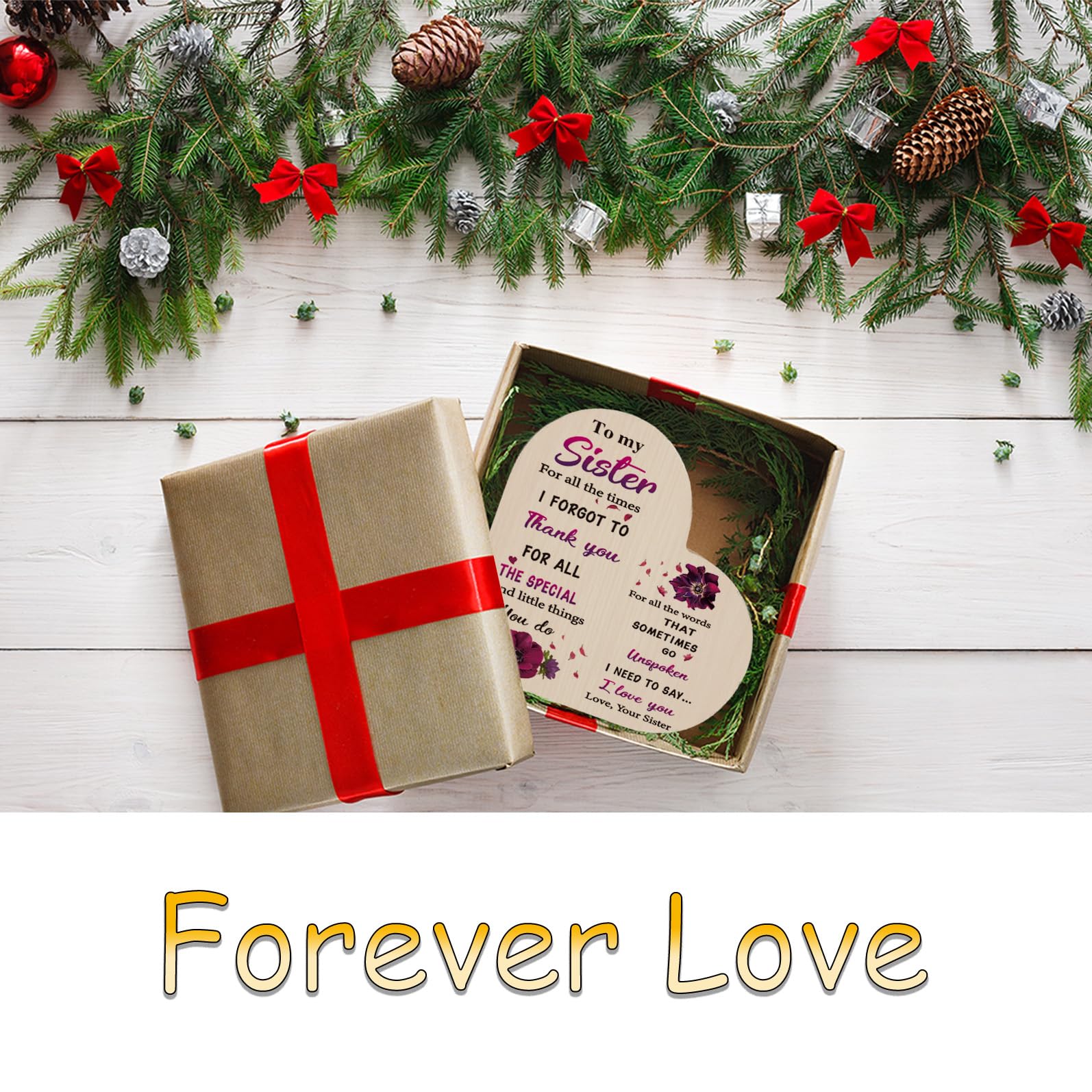 Sister Gifts - Unique Candle Holder & Heart Wooden Candlestick for Birthday, Bestie, or Best Friend - Perfect for Home Decor & Special Occasions