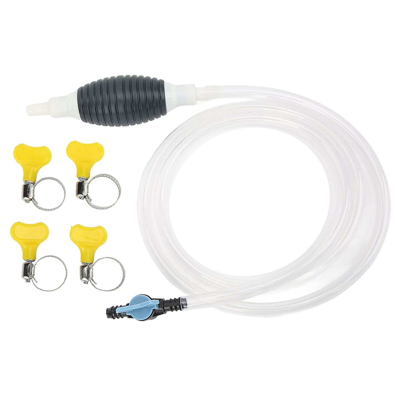 **AUXA High Flow Hand Siphon Pump with 2m Hose - Liquid Transfer Pump for Diesel, Gasoline, Water, Oil & Petrol | Temperature Resistant Check Valve | Portable Fuel Transfer Pump for Cars, Boats, Lawn Mowers & Emergency Use**