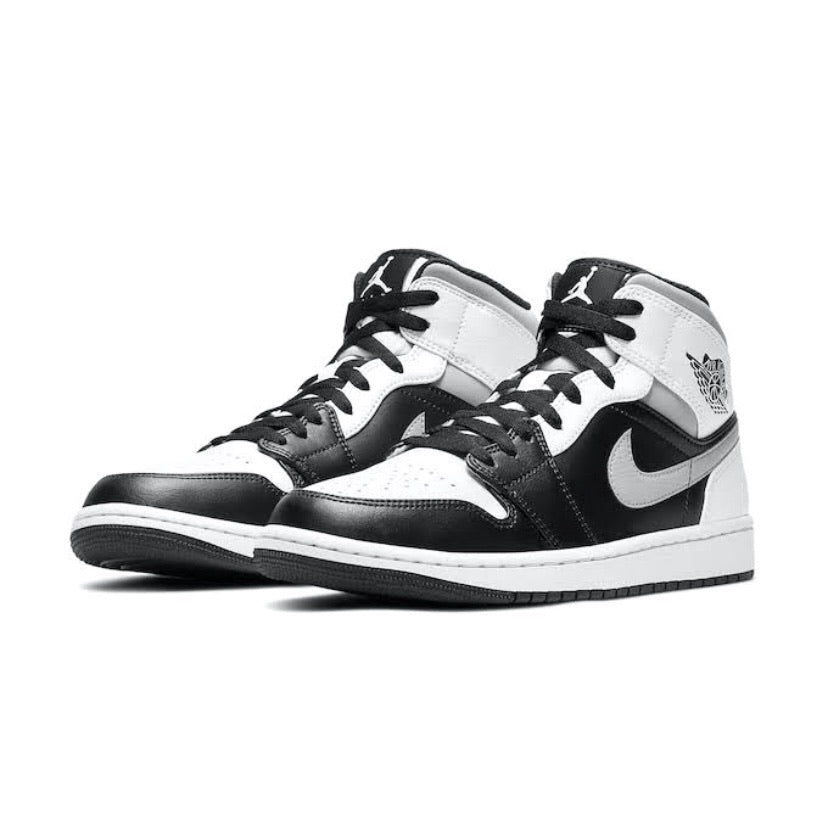 Air Jordan 1 Mid Sneakers - White Shadow Black & Light Smoke Grey - Men's Basketball Shoes for Casual Wear & Street Style