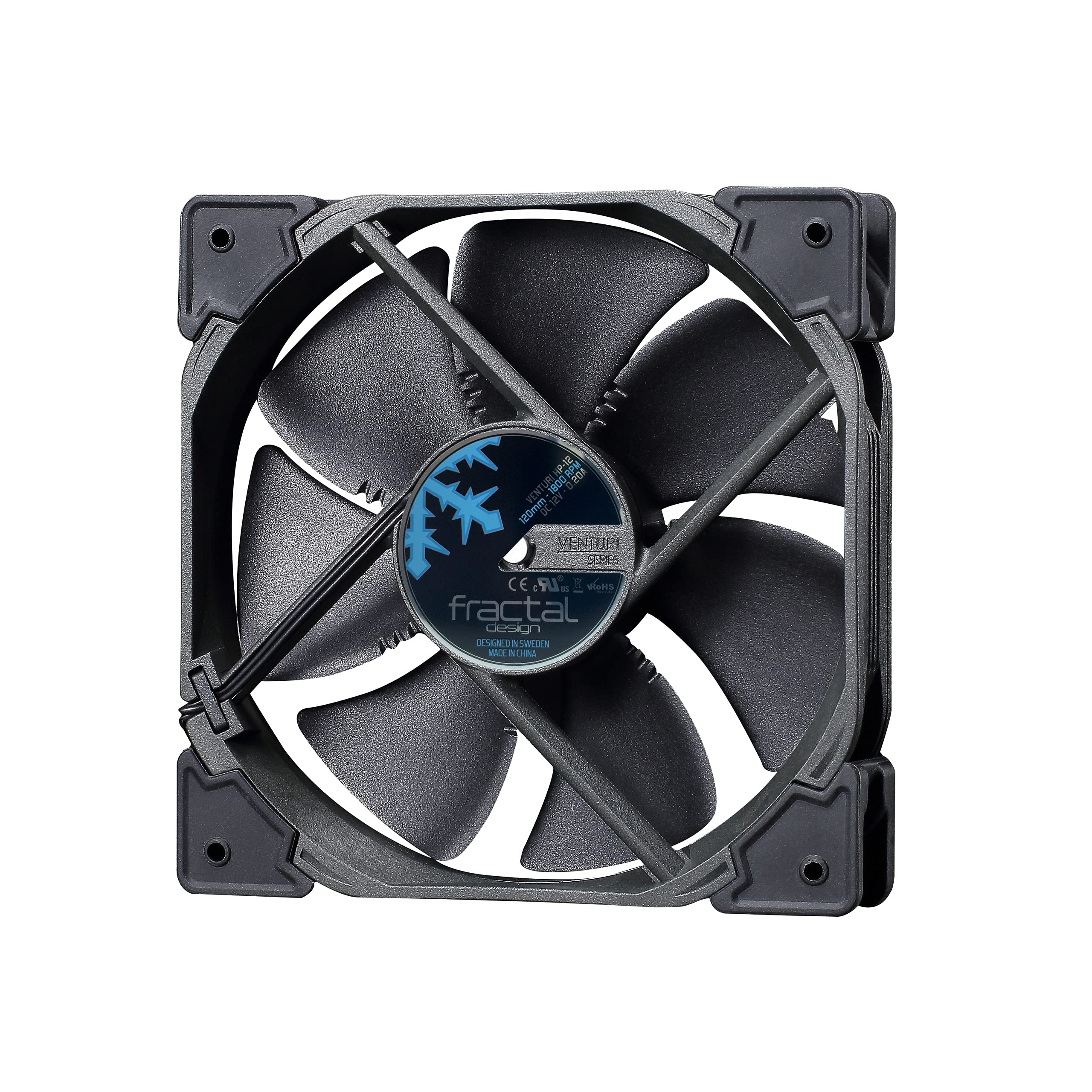 Fractal Design Venturi HP-12 PWM High Performance 120mm PC Case Fan - Quiet Cooling for Gaming PCs, Workstations & Home Theater Setups