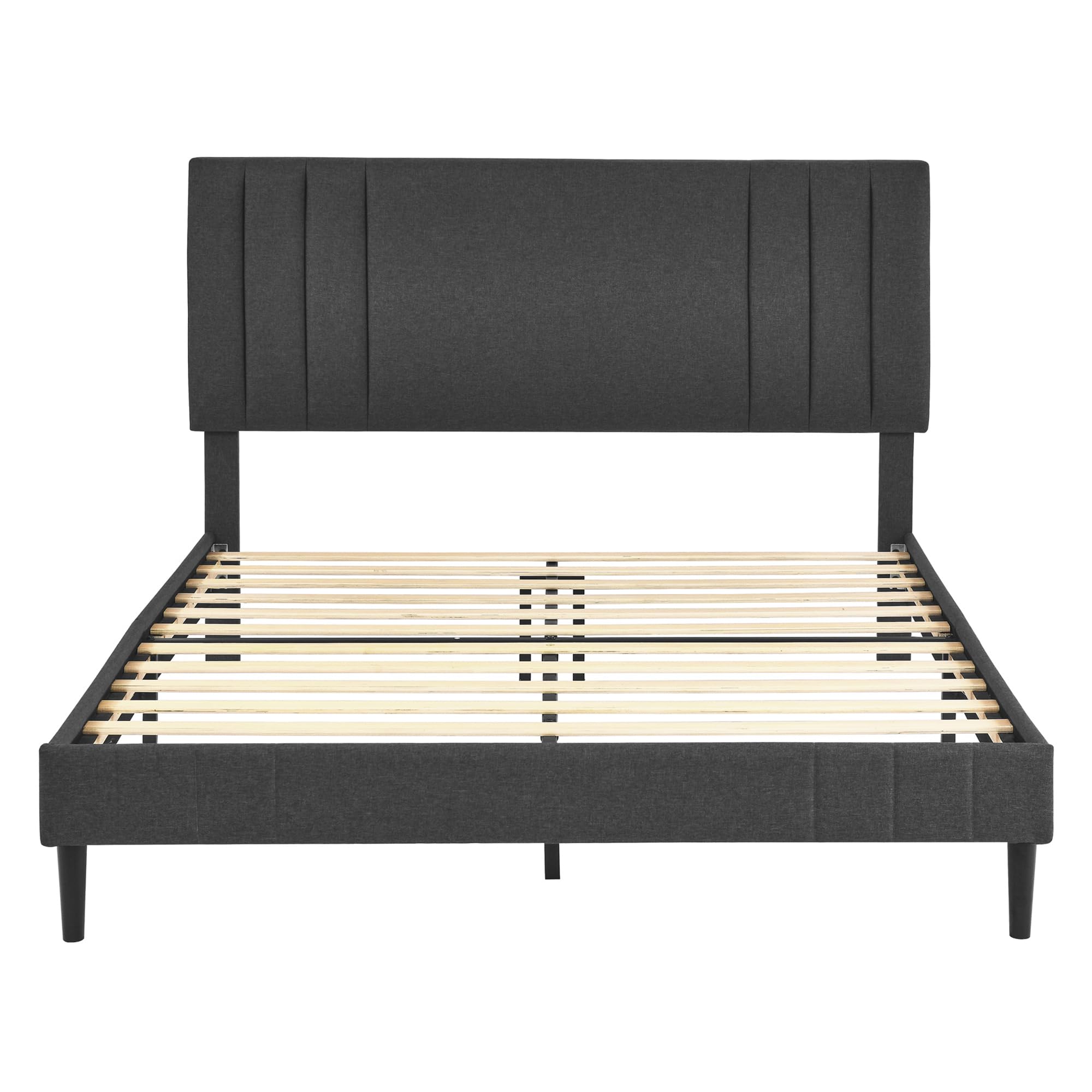 Chicago Modern Tufted Upholstered King Size Bed Frame with Platform - Dark Grey for Master Bedroom & Guest Room
