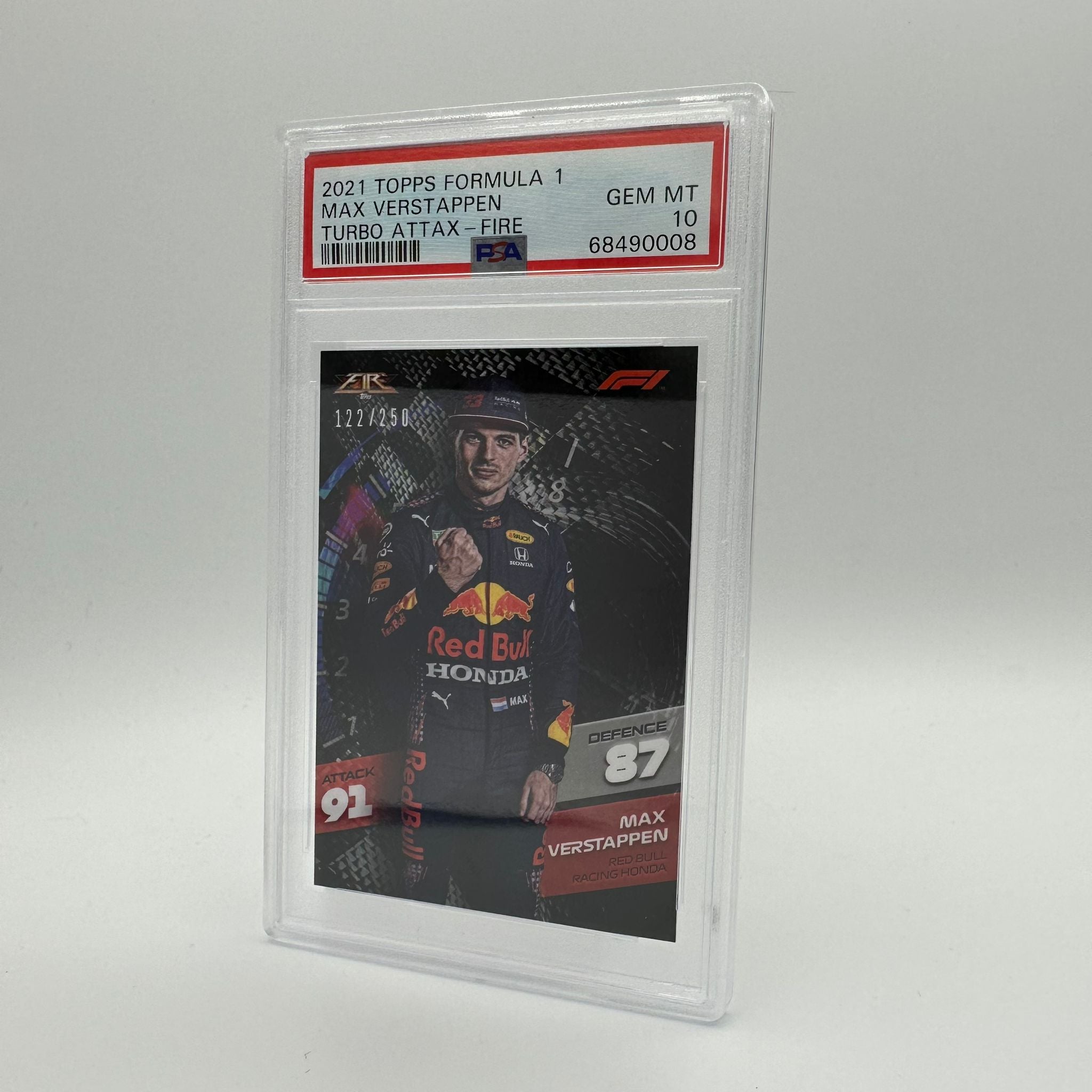 PSA 10 Graded Max Verstappen 1/250 Limited Edition Fire Racing Cards - Perfect for Collectors, Sports Memorabilia & F1 Fans