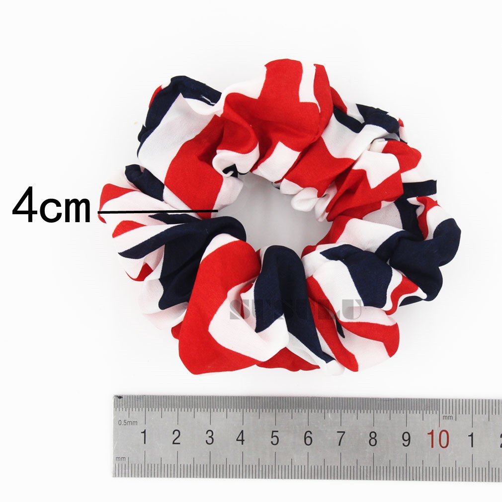 6Pcs Women's Hair Scrunchies - USA Flag & Union Jack Pattern Elastic Hair Ties for Women & Girls - Perfect for Workouts, School, and Patriotic Events