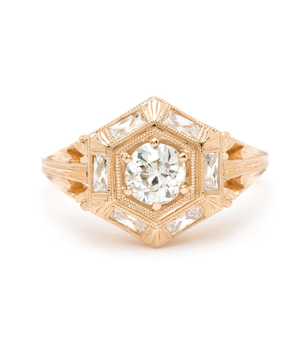 Hexagon Engagement Ring for Women - Vintage Inspired Diamond Wedding Band - Perfect for Proposals, Anniversaries & Romantic Occasions