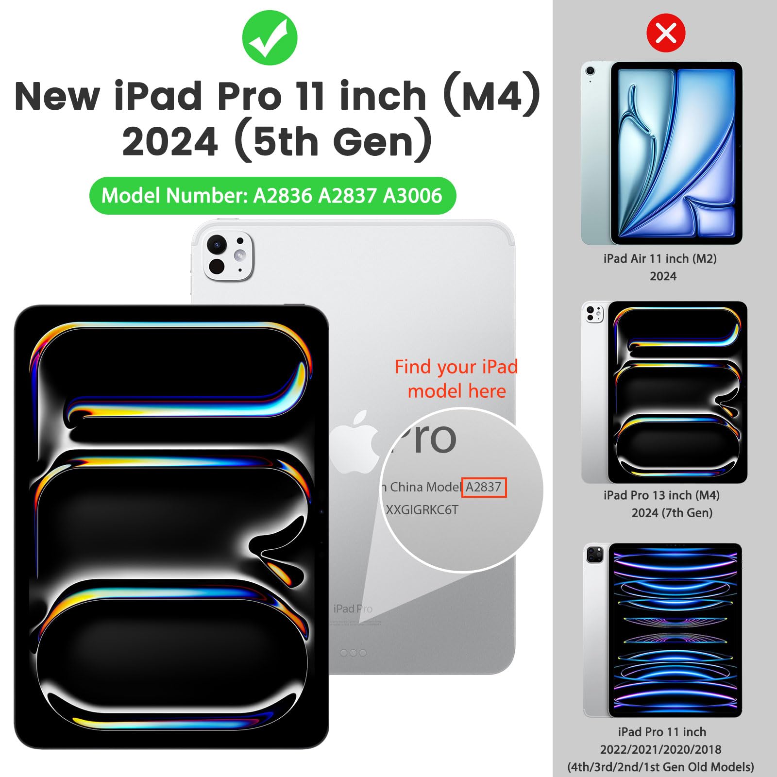 MoKo Ultra Slim Stand Case for iPad Pro 11 Inch 2024 (5th Gen) - Hard PC Translucent Back Cover Compatible with iPad Pro 11'' M4 Model (A2836/A2837/A3006), Supports Apple Pencil Pro (Black) - Perfect for Work, Study & Travel Protection
