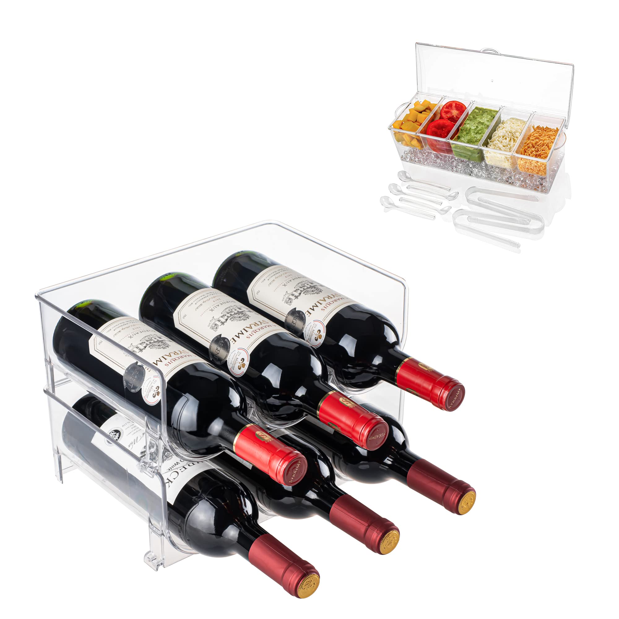 Stainless Steel Condiment Server & Wine Water Bottle Holder - Perfect for Kitchen, Dining Table, and Party Serving