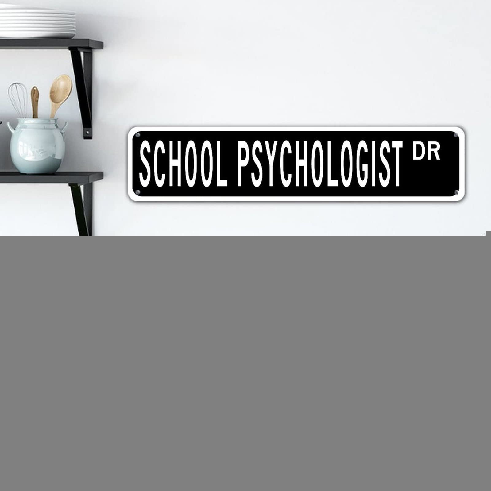 Funny School Psychologist Office Sign - Custom Black Aluminum Wall Decor for Indoor & Outdoor Use - Waterproof & Easy to Mount - Perfect for Classrooms, Offices, Restaurants, Garages (4x18 Inches Rectangle)