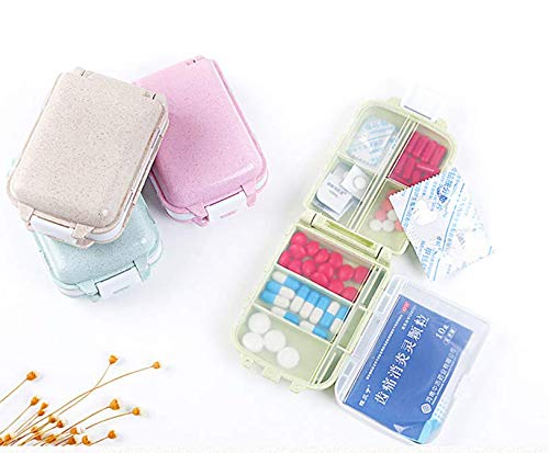 7-Day Weekly Pill Organizer - 8 Compartment Mini Pill Box for Medicine & Vitamins | Portable Travel Pill Case | Health Care, Daily Medication & Travel Use (Green)