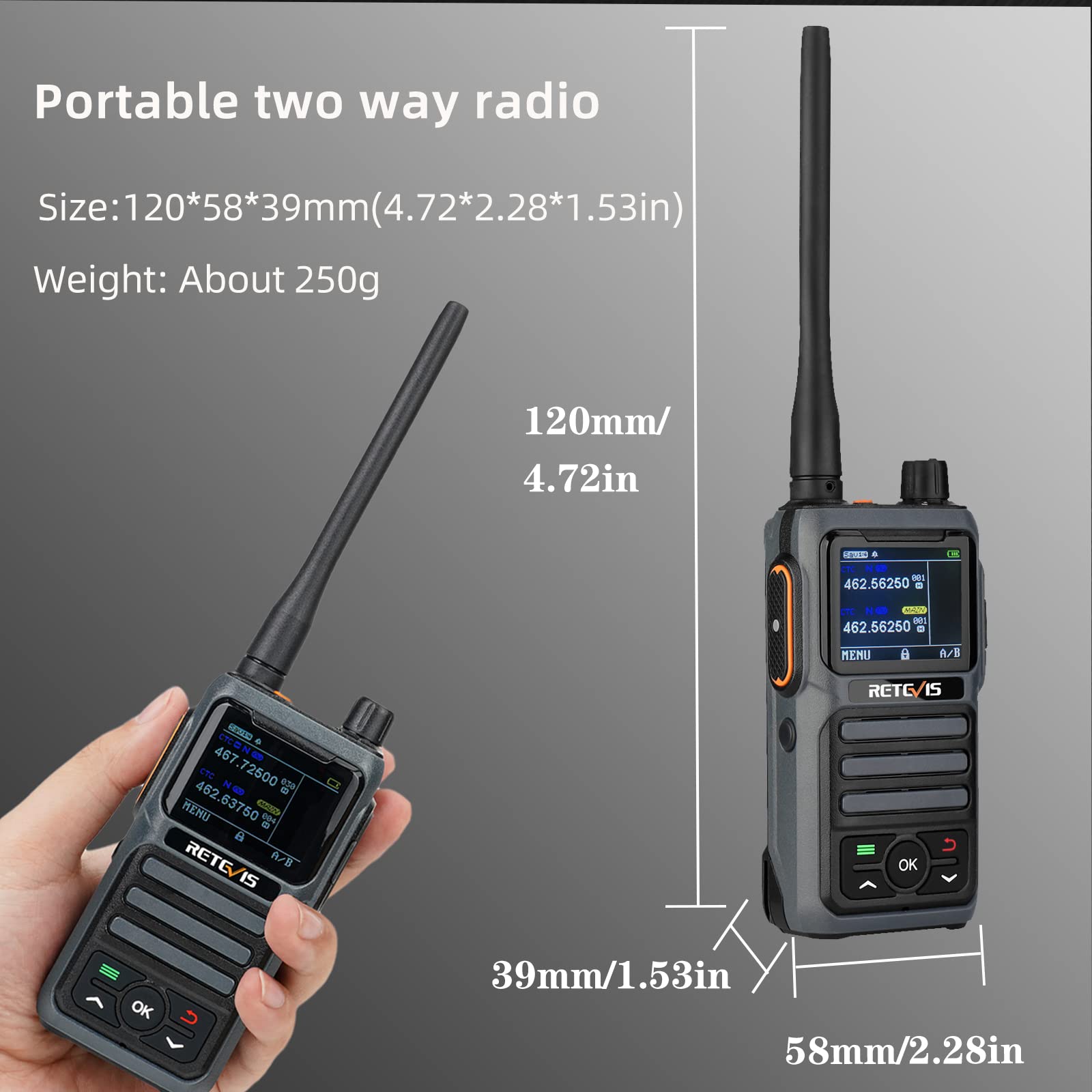 Retevis RB17P Rechargeable GMRS Walkie Talkies for Adults - Long Range Handheld Two-Way Radios with SOS Siren, NOAA Weather Alert & 2200mAh Battery (2 Pack) - Perfect for Off-Roading, Camping, Hiking and Outdoor Adventures