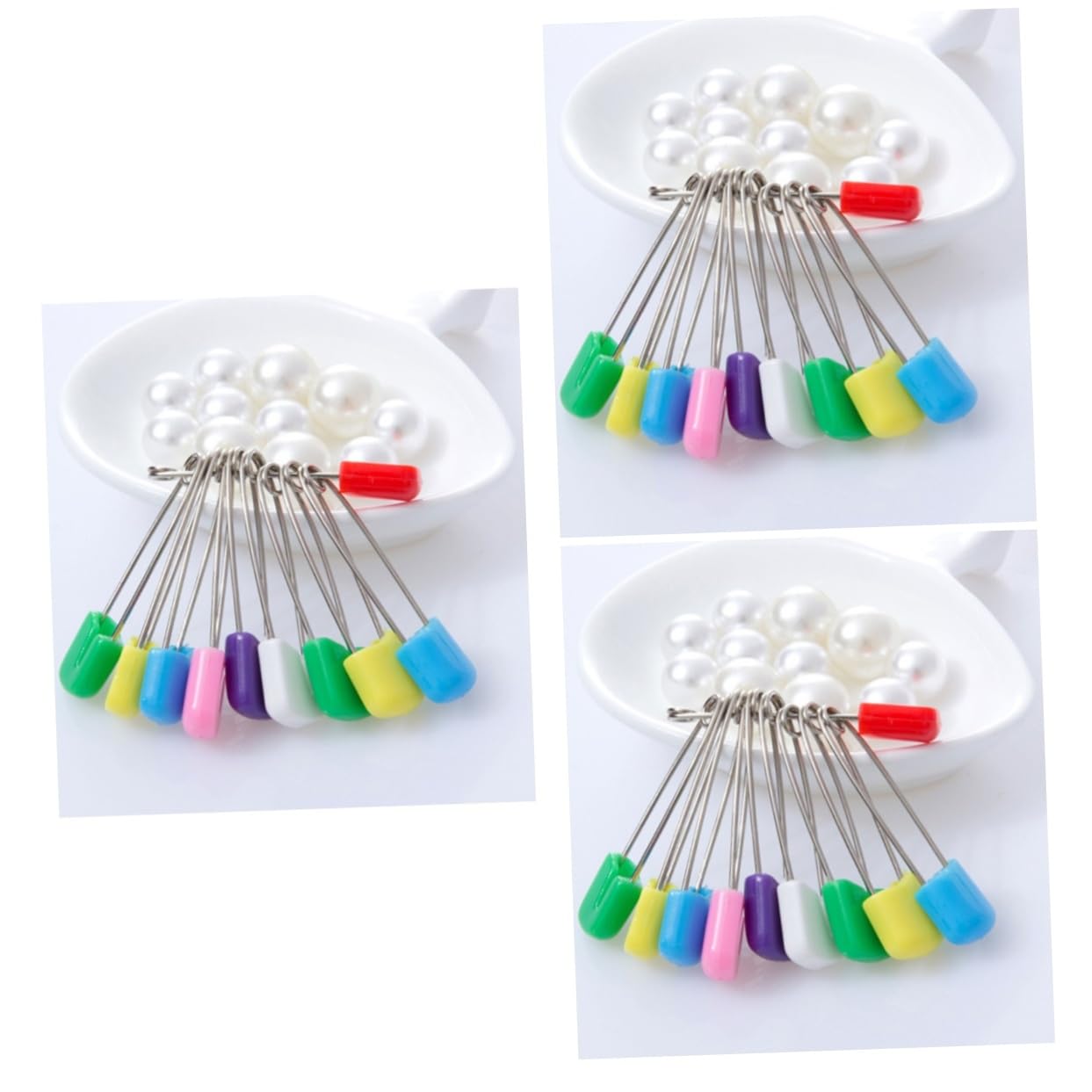 Operitacx 3 Sets Stainless Steel Baby Diaper Safety Pins - 24pcs x 3 Pack, Hard Plastic Cover for Newborns & Toddlers | Secure Diapers, Blankets & Baby Clothes