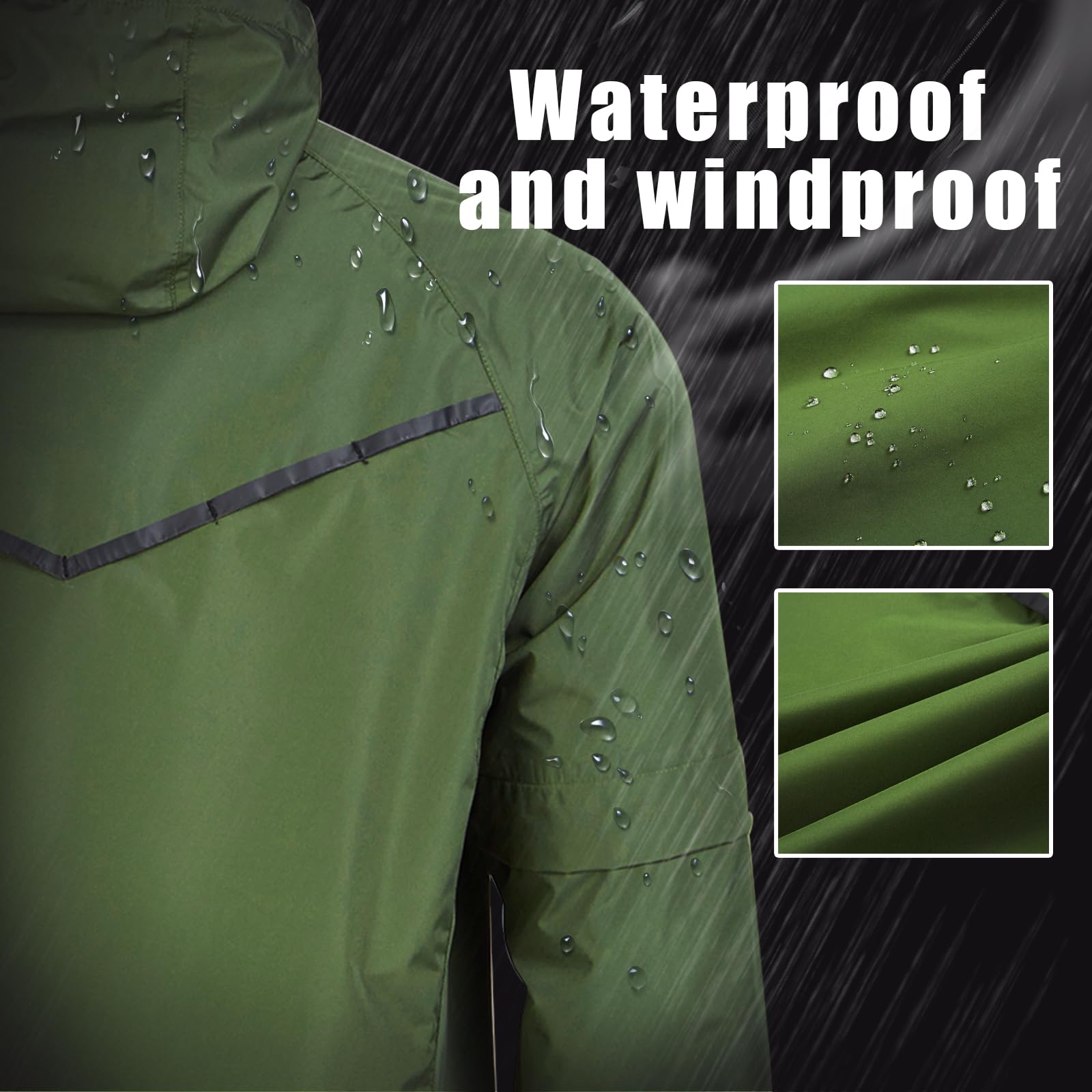 K.E.J. Men's Waterproof Golf Rain Jacket - Lightweight & Breathable Performance Rain Suit for Outdoor Sports - Perfect for Golfing, Hiking & Camping in Wet Weather