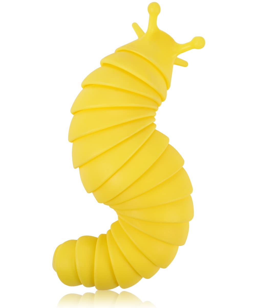 IALEGANT Articulated Fidget Slug Toy - 7.5 Inch Flexible Stress Relief Sensory Toy for Kids & Adults | Portable Desk Fidget for ADHD, Anxiety & Focus | Yellow Slug-Shaped Relaxation Tool for Office, School & Home Use