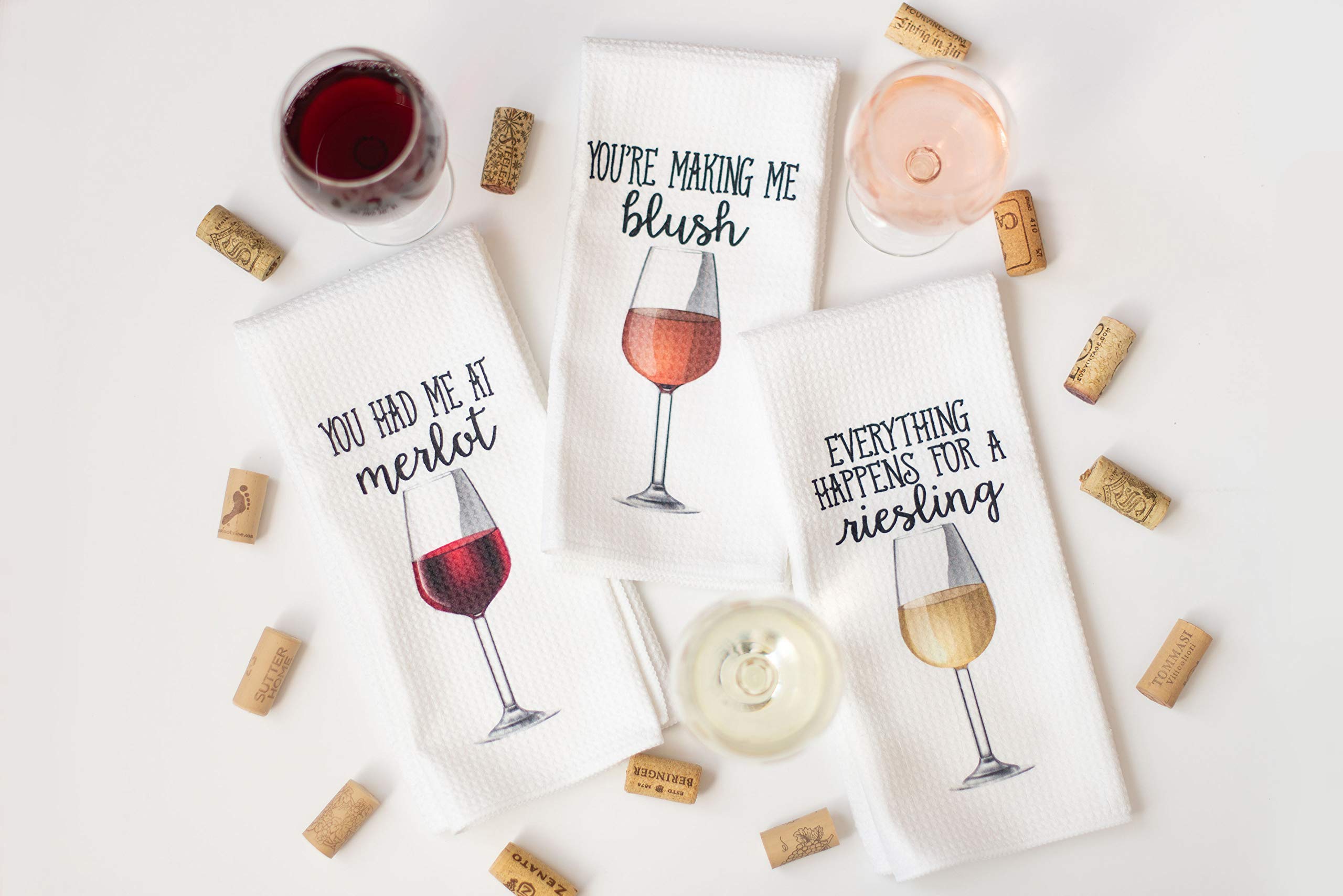 Funny Wine Lovers Tea Towels - Absorbent Kitchen Towels for Housewarming Gifts & Home Decor | Perfect for Wine Parties, Kitchen Decor & Hostess Gifts