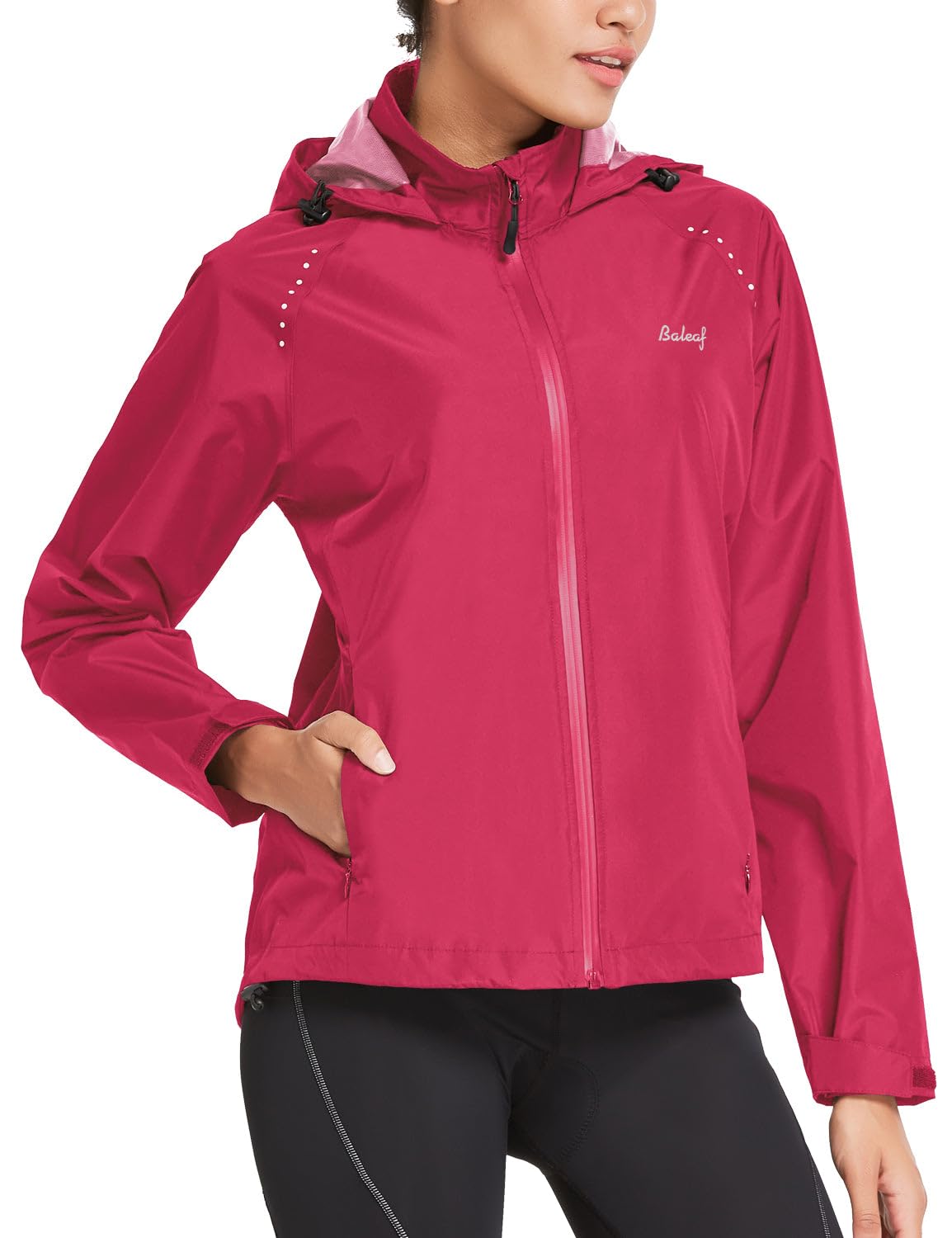 BALEAF Women's Waterproof Windbreaker Jacket - Lightweight Raincoat for Running, Cycling & Outdoor Activities | Windproof, Packable & Reflective Hooded Coat for Hiking, Commuting & Travel