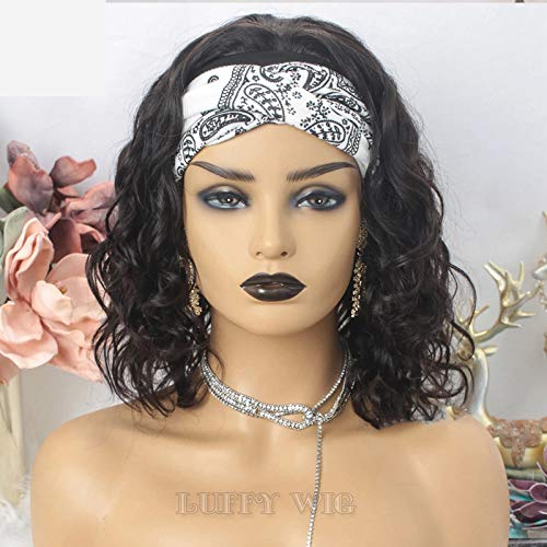 150 Density Brazilian Virgin Human Hair Headband Wig - Glueless Wet & Wavy Short Bob 10 Inch (Color 2) for Women | Easy Installation | Perfect for Daily Wear, Parties & Protective Styling