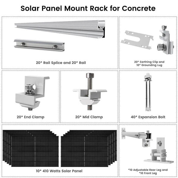 Nature's Generator 10 x 410 Watt Monocrystalline Solar Panels with Mounting Rack Kit | High Efficiency Solar Power System for Home, RV & Off-Grid Energy | Perfect for Emergency Backup & Sustainable Living