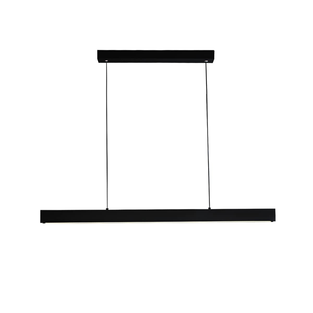 Modern Black Linear LED Pendant Light - 3-Color Changing Kitchen Island Chandelier for Dining Room, Farmhouse & Living Room Decor - 32W Hanging Light for Home, Restaurant & Cafe Lighting