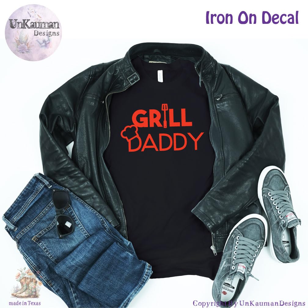 Grill Daddy Iron-On Vinyl Decal for Clothing - Durable Heat Transfer Vinyl for T-Shirts, Hoodies & DIY Apparel - Perfect for Customizing Work Uniforms, Sports Teams & Gifts