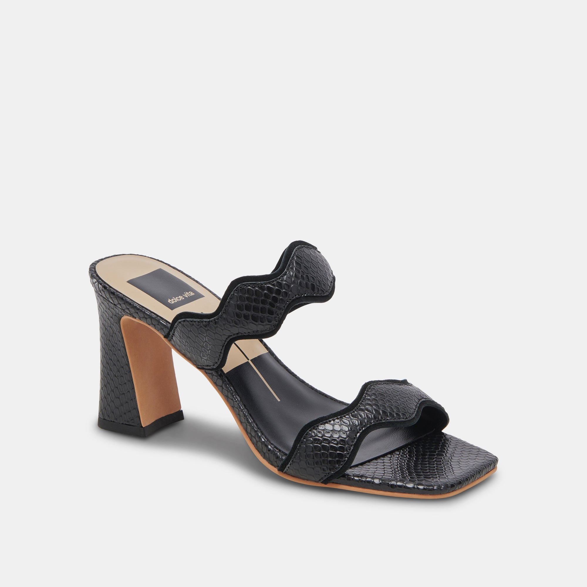 ILVA WIDE HEELS ONYX EMBOSSED LEATHER - Comfortable Women's Block Heel Shoes for Work, Party & Evening Out