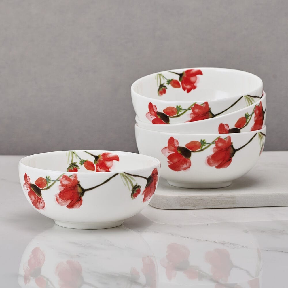 Keira Set of 4 Fruit Bowls - Small Serving Dishes for Snacks, Salad, Dessert | Perfect for Kitchen, Dining Table, Party & Picnic Use