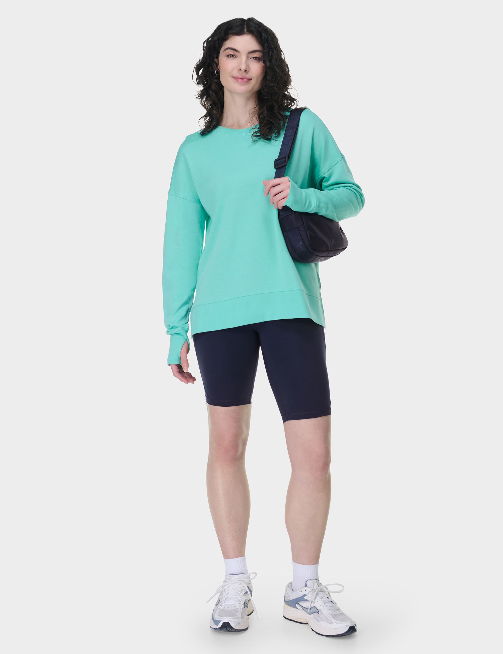 After Class Longline Sweatshirt for Women - Oversized Pullover Hoodie in Sea Spray Blue | Cozy Loungewear for Relaxing at Home, Running Errands & Casual Outings