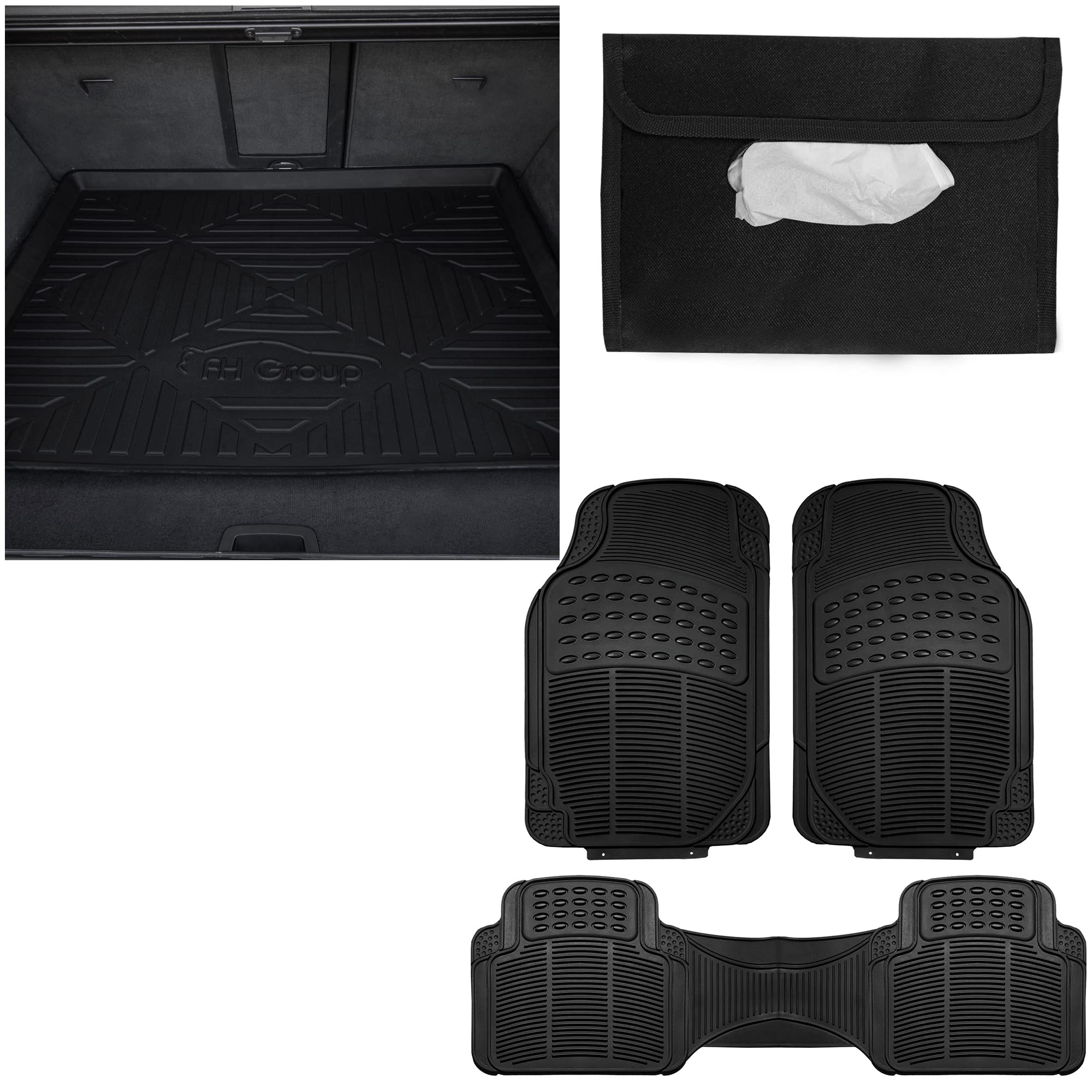 Premium Multi-Use Car Trunk Mat & Cargo Tray - Waterproof, Non-Slip, Custom Fit for SUVs, Sedans, Trucks - Includes Sun Visor Tissue Holder & Napkin Case - Perfect for Road Trips, Grocery Hauling, Pet Transport